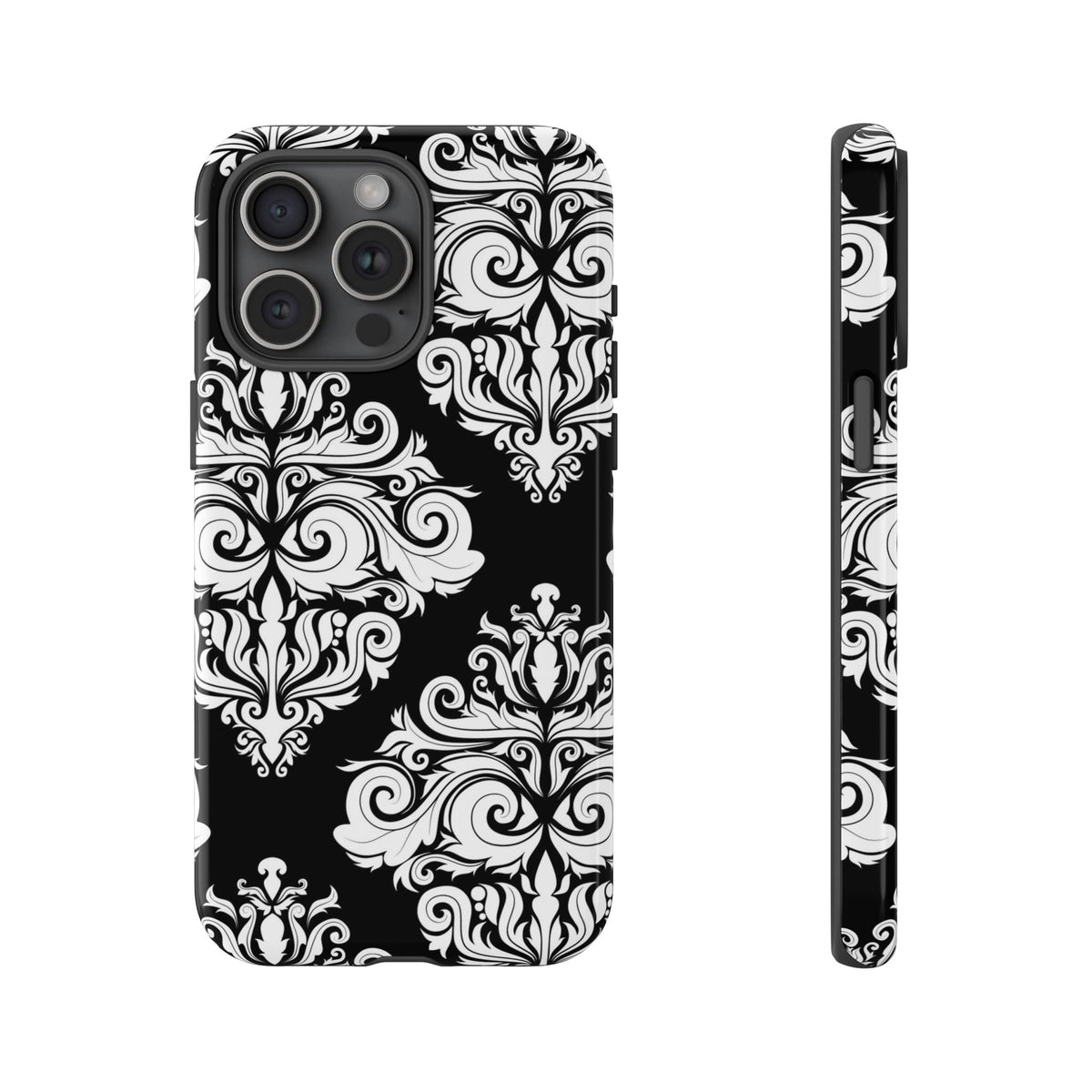 Black & White Damask Phone Case – Elegant Tough Case