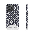Personalized Geometric Phone Case with Name – Black & White Tough Case