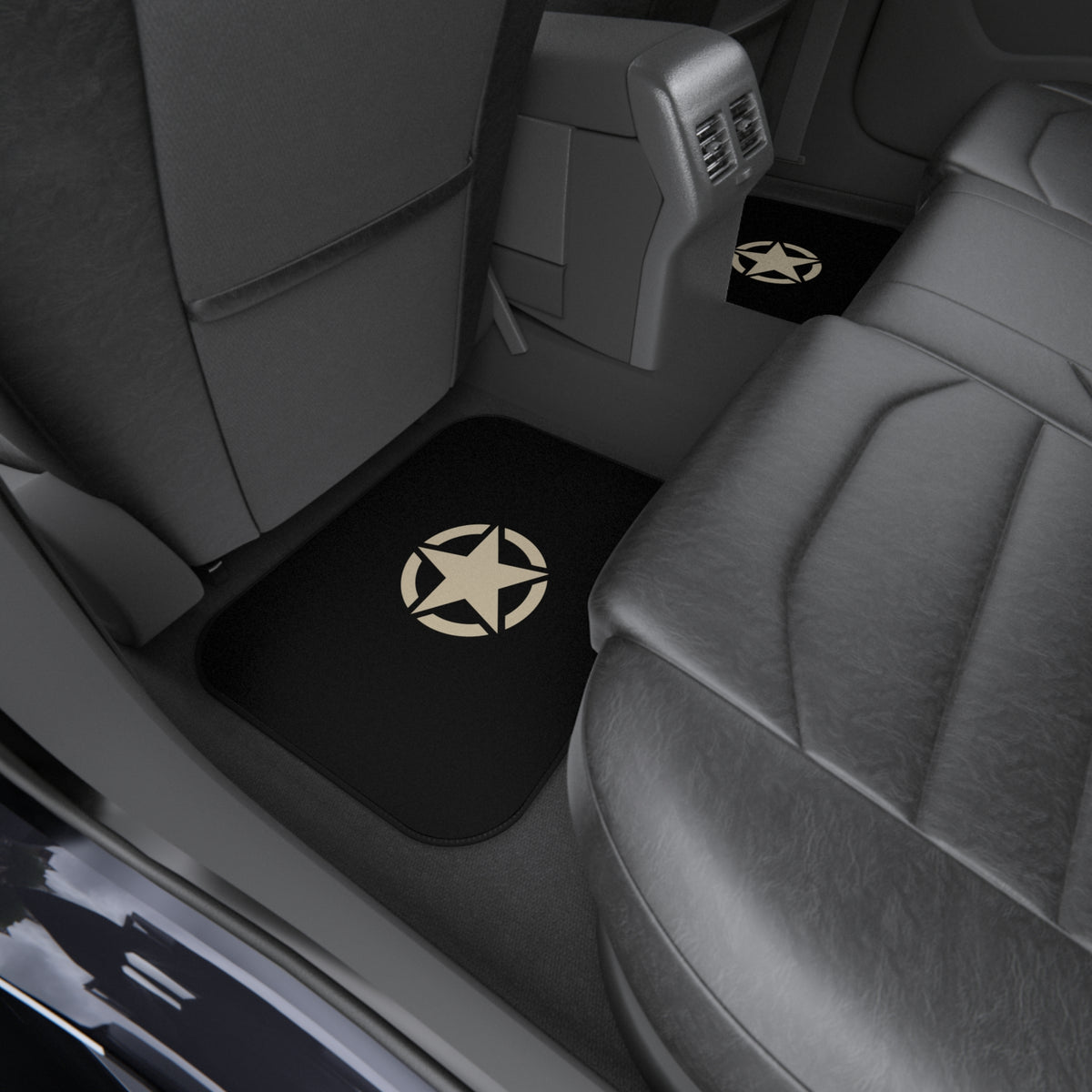 Military Star Car Floor Mats – Black 4-Piece Set