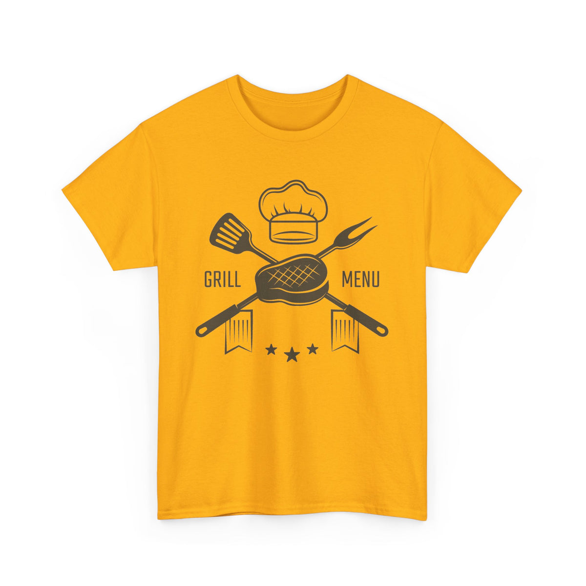 BBQ Grill Menu T-Shirt – Chef Hat & Grilling Utensils Graphic Tee