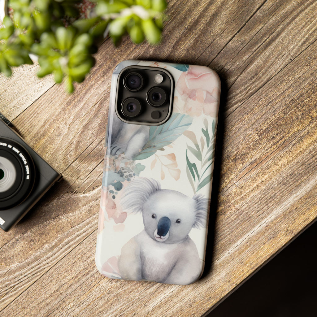 Cute Koala Tough Phone Case – Watercolor Botanical Design