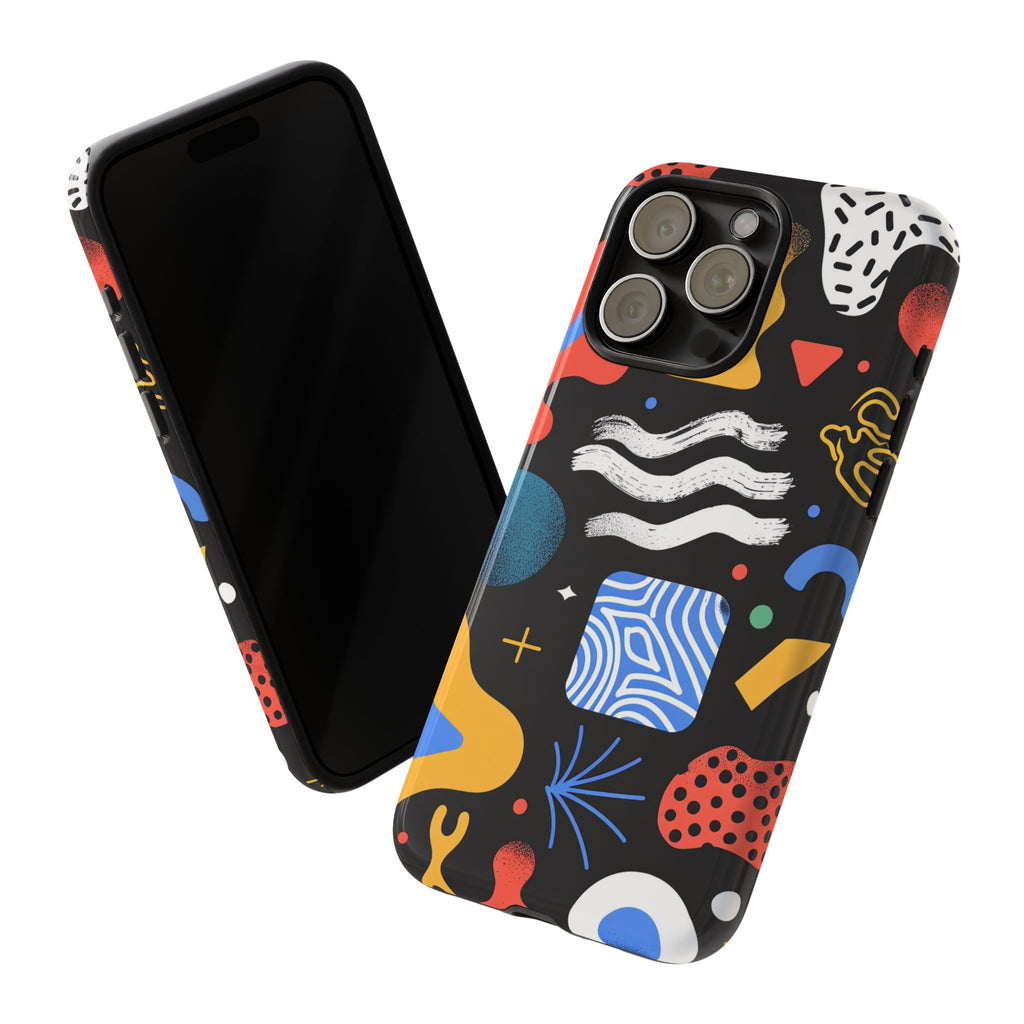 Colorful Abstract Tough Phone Case – Modern Geometric Design