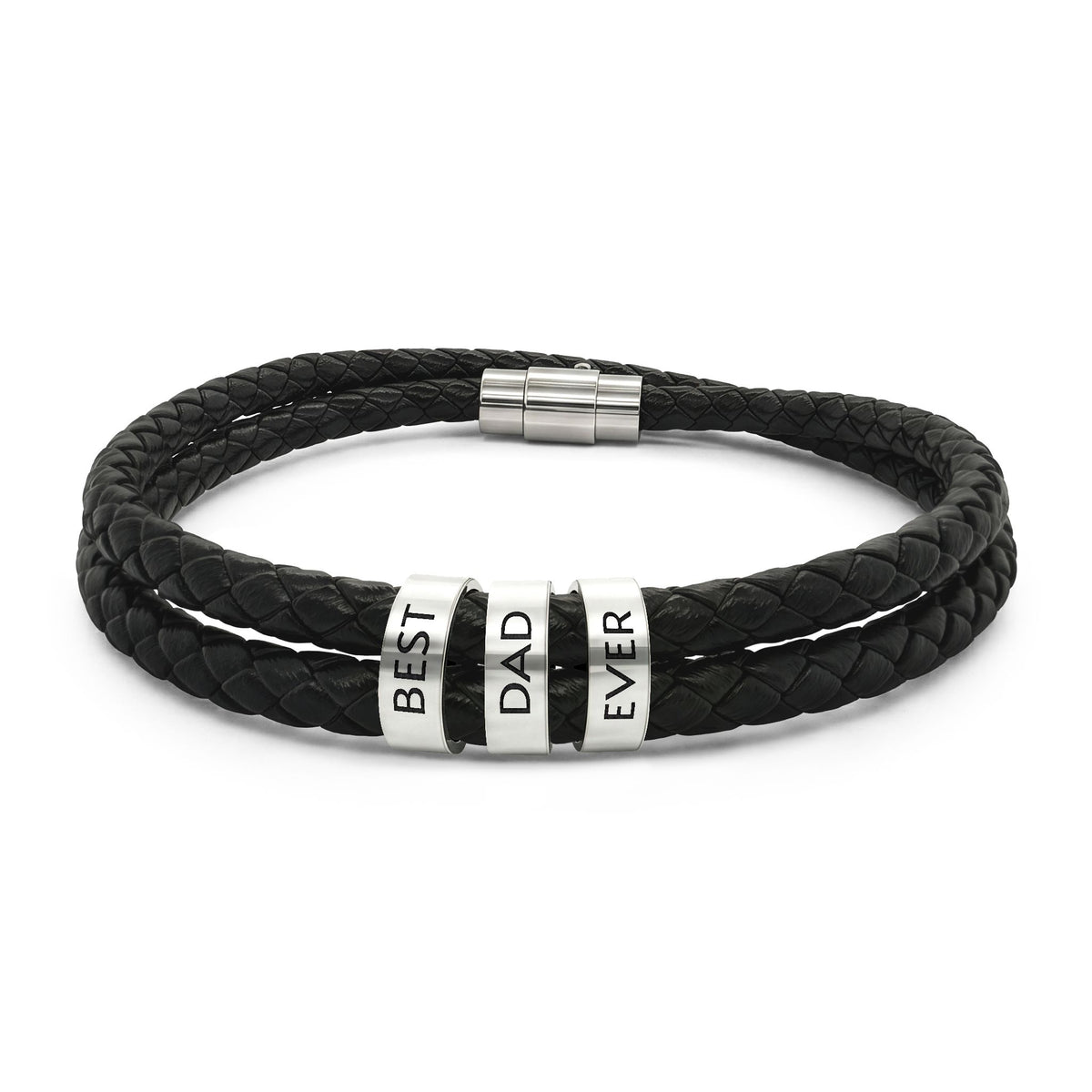 Best Dad Ever Leather Bracelet – Engraved Beads