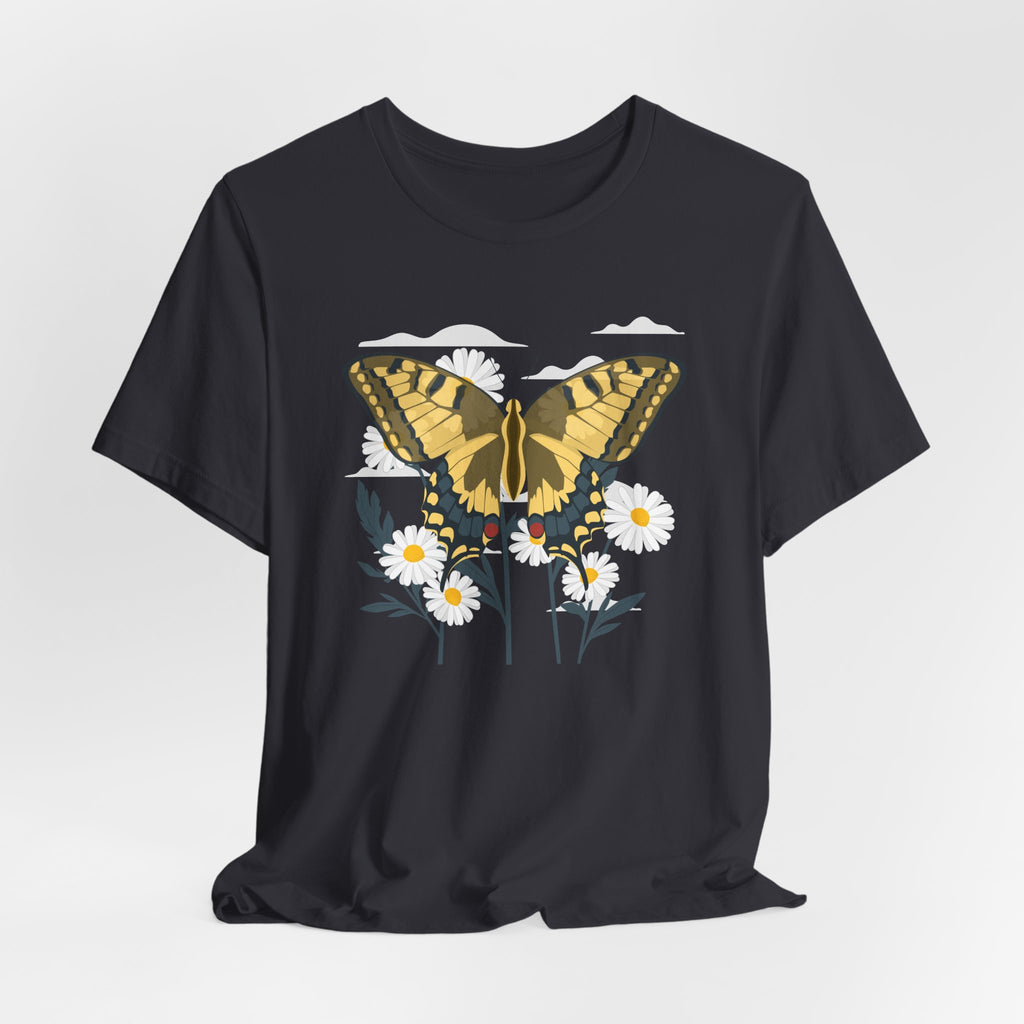 Butterfly Floral Nature Shirt  Yellow Butterfly T Shirt, Wildflower Graphic Tee, Nature Lover Gift