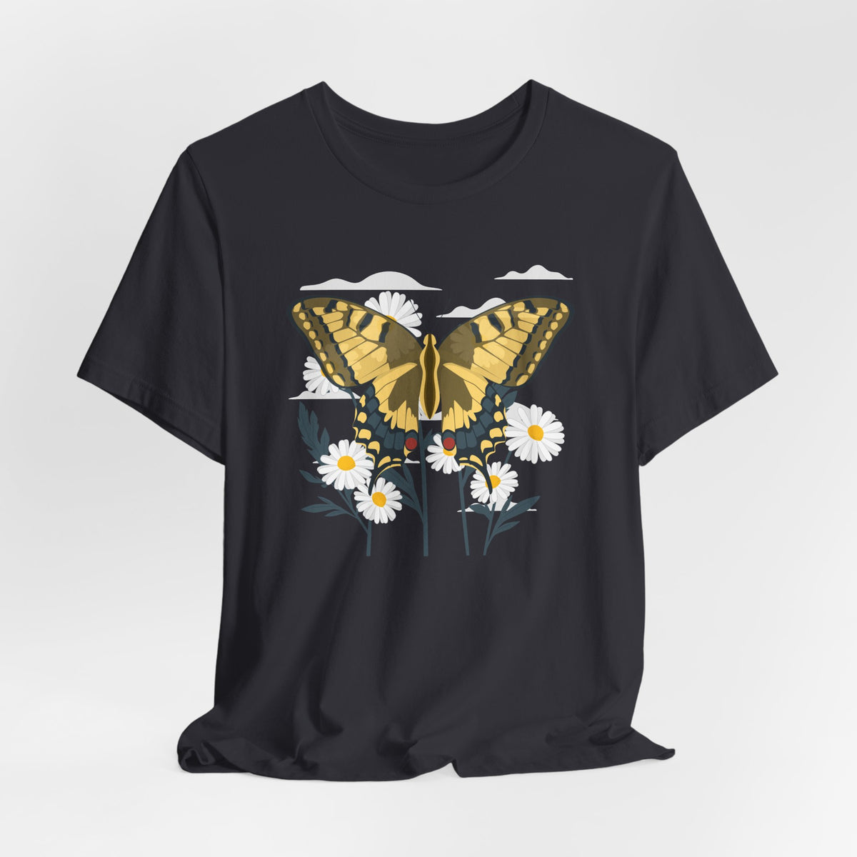 Butterfly Floral Nature Shirt  Yellow Butterfly T Shirt, Wildflower Graphic Tee, Nature Lover Gift