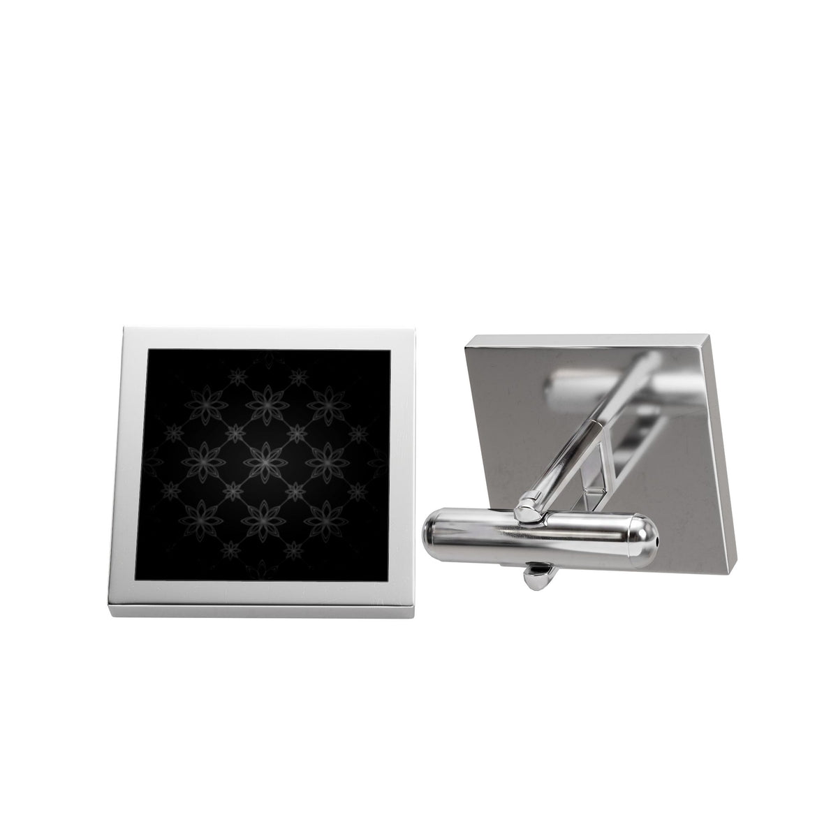 Black Floral Cufflinks – Elegant Botanical Gold Cufflinks for Men