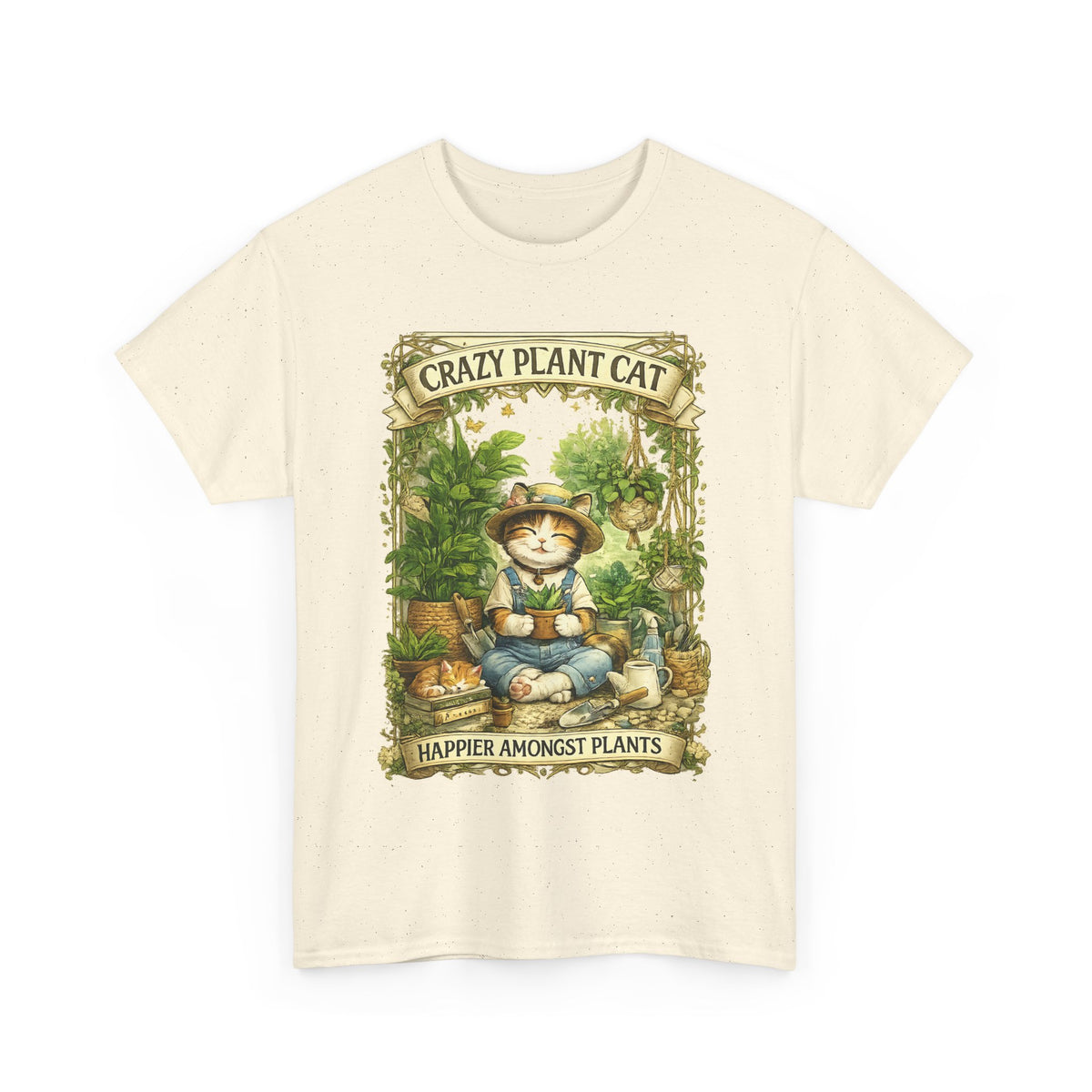 Crazy Plant Cat T-Shirt – Cat & Houseplant Botanical Graphic Tee