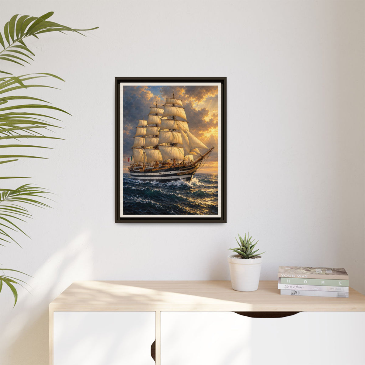 Amerigo Vespucci Framed Canvas – Classic Tall Ship Nautical Wall Art