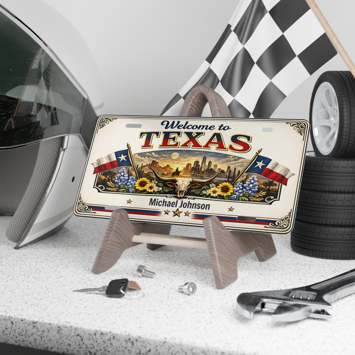 Personalized Texas License Plate Sign Custom Name Texas Wall Decor | Vintage Western USA Metal Sign
