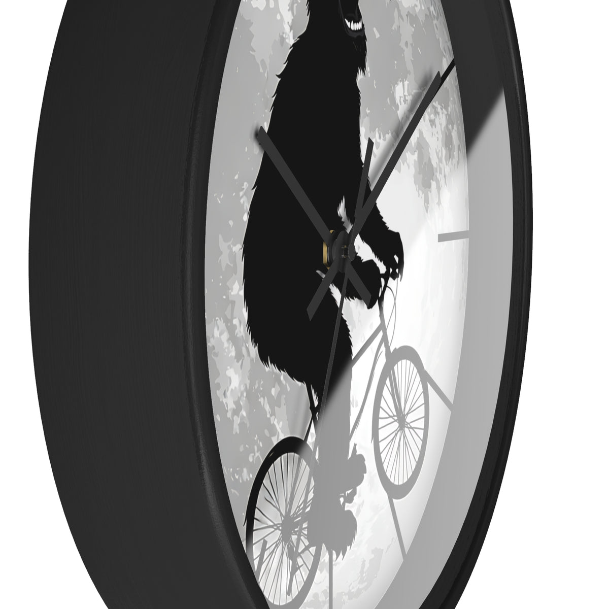 Bigfoot Riding Bike Wall Clock | Moon Silhouette, Funny Cryptid Decor