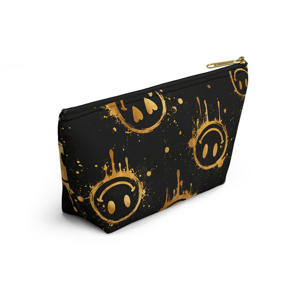 Gold Smiley Pouch – Black Graffiti Streetwear Print