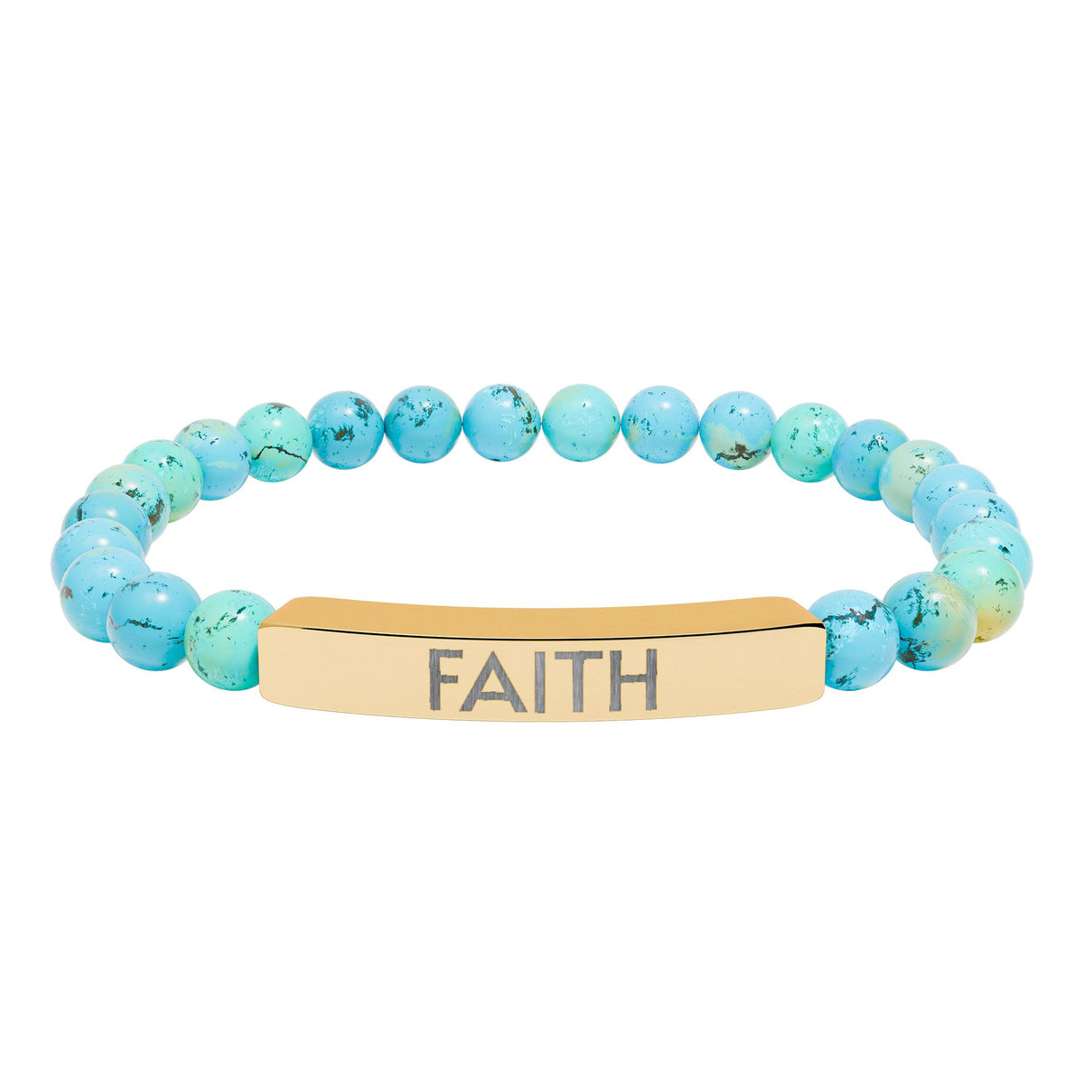 Faith Natural Stone Bracelet – Engraved Inspirational Jewelry