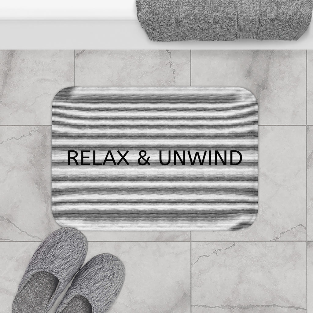 Relax & Unwind Bath Mat – Minimalist Gray Bathroom Decor
