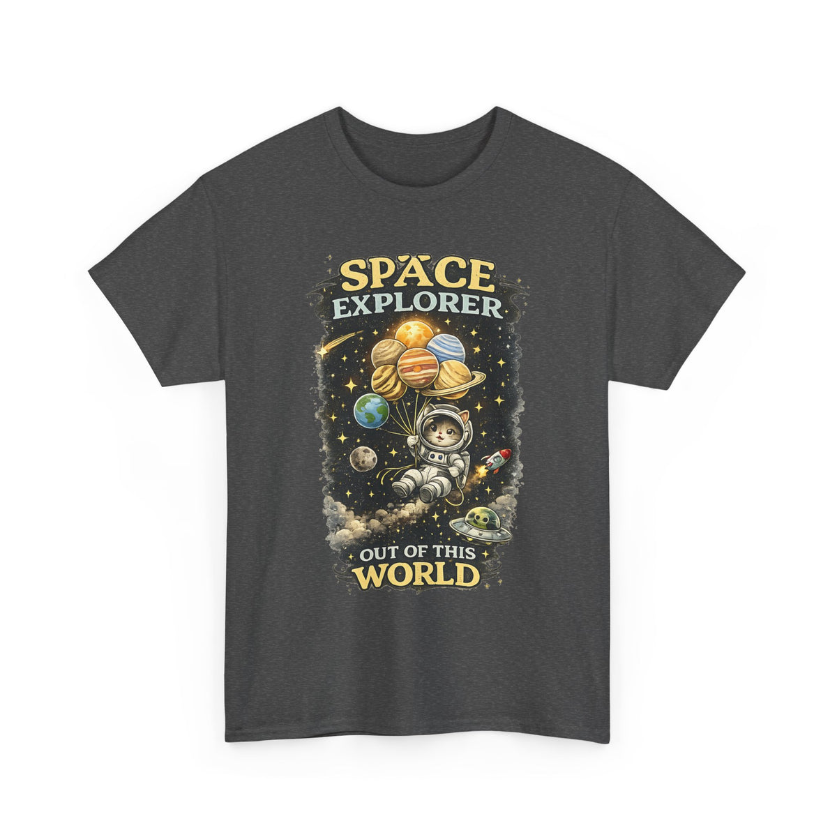Space Explorer T-Shirt – Astronaut, Galaxy & Planets Graphic Tee