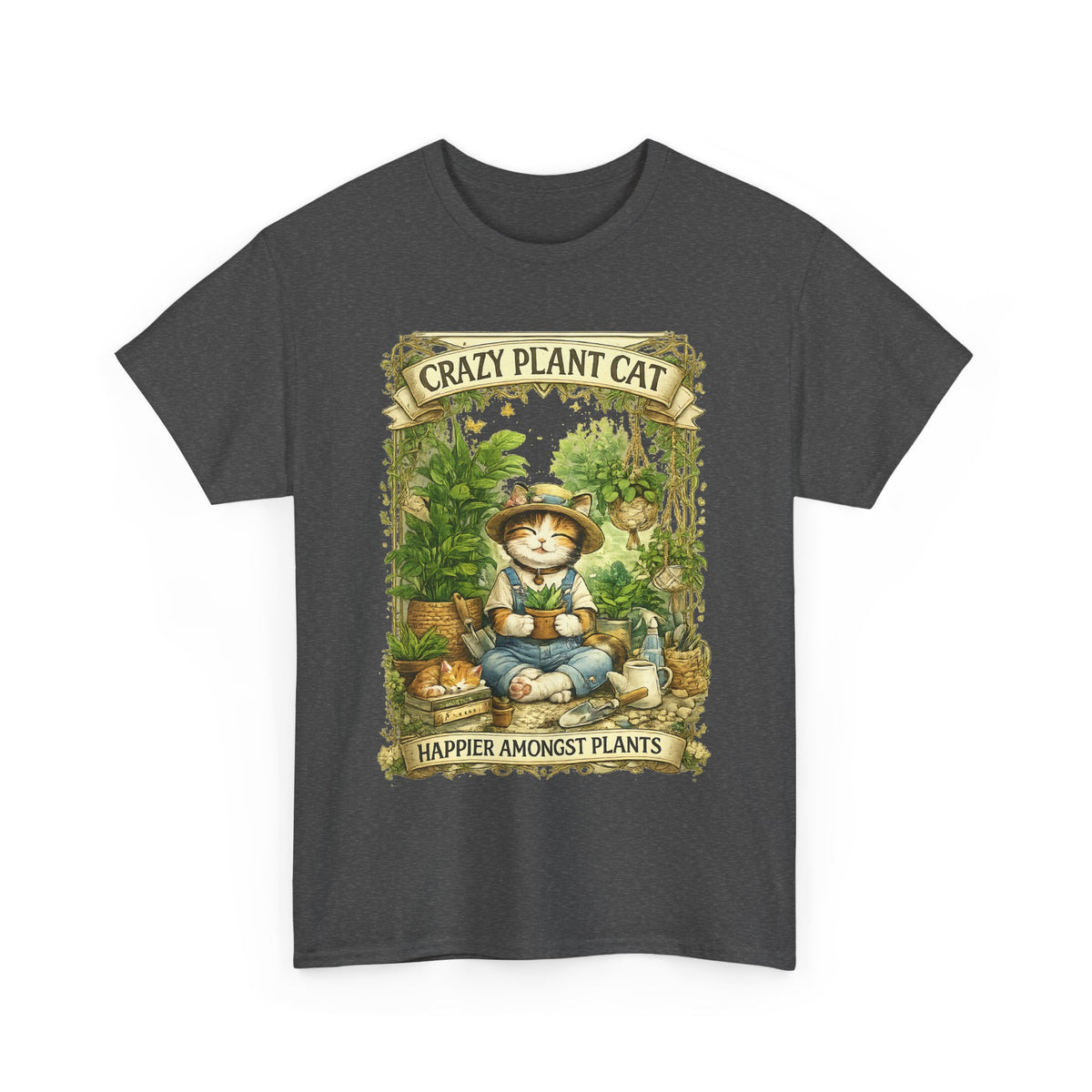 Crazy Plant Cat T-Shirt – Cat & Houseplant Botanical Graphic Tee