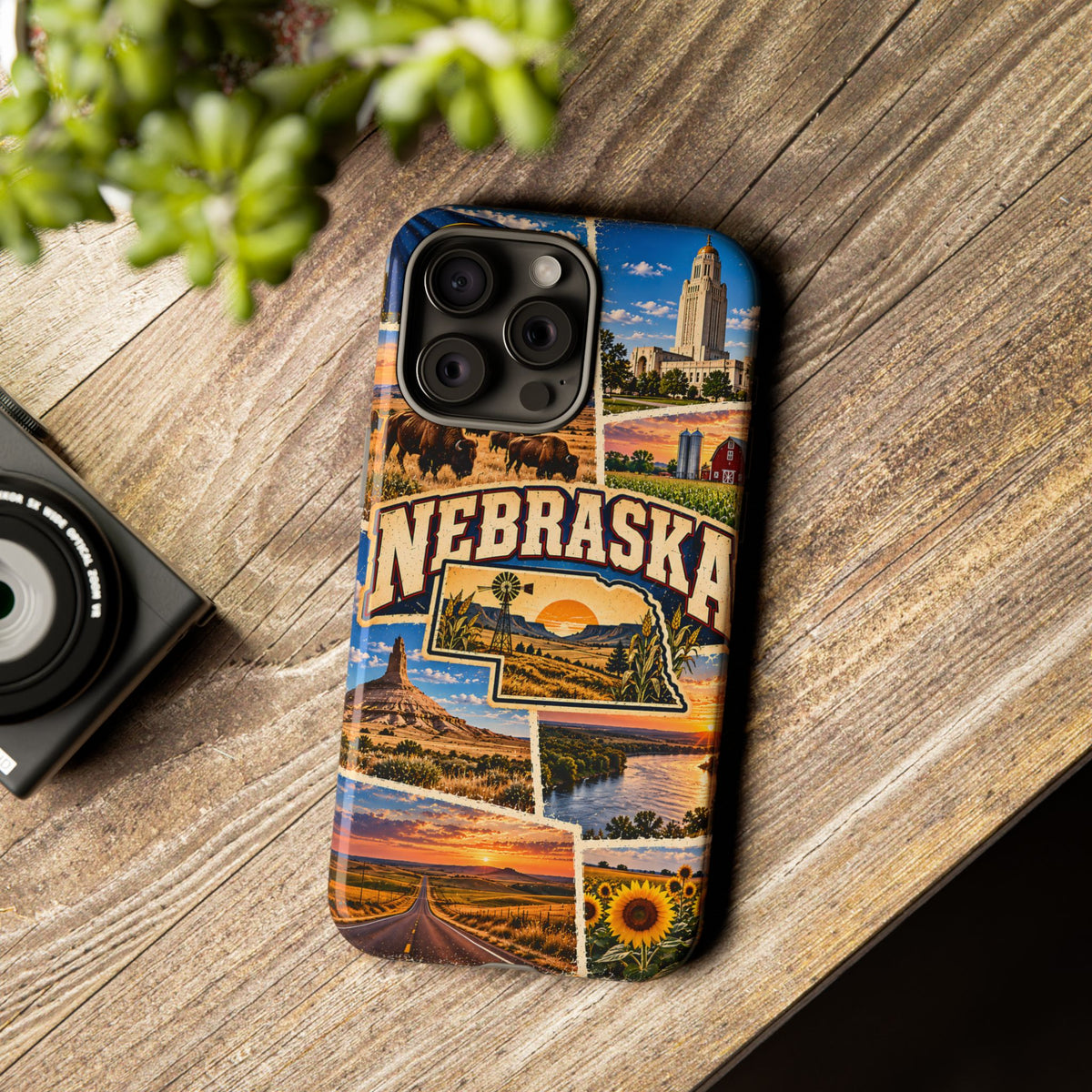 Nebraska Travel Collage Tough Phone Case – Vintage State Design