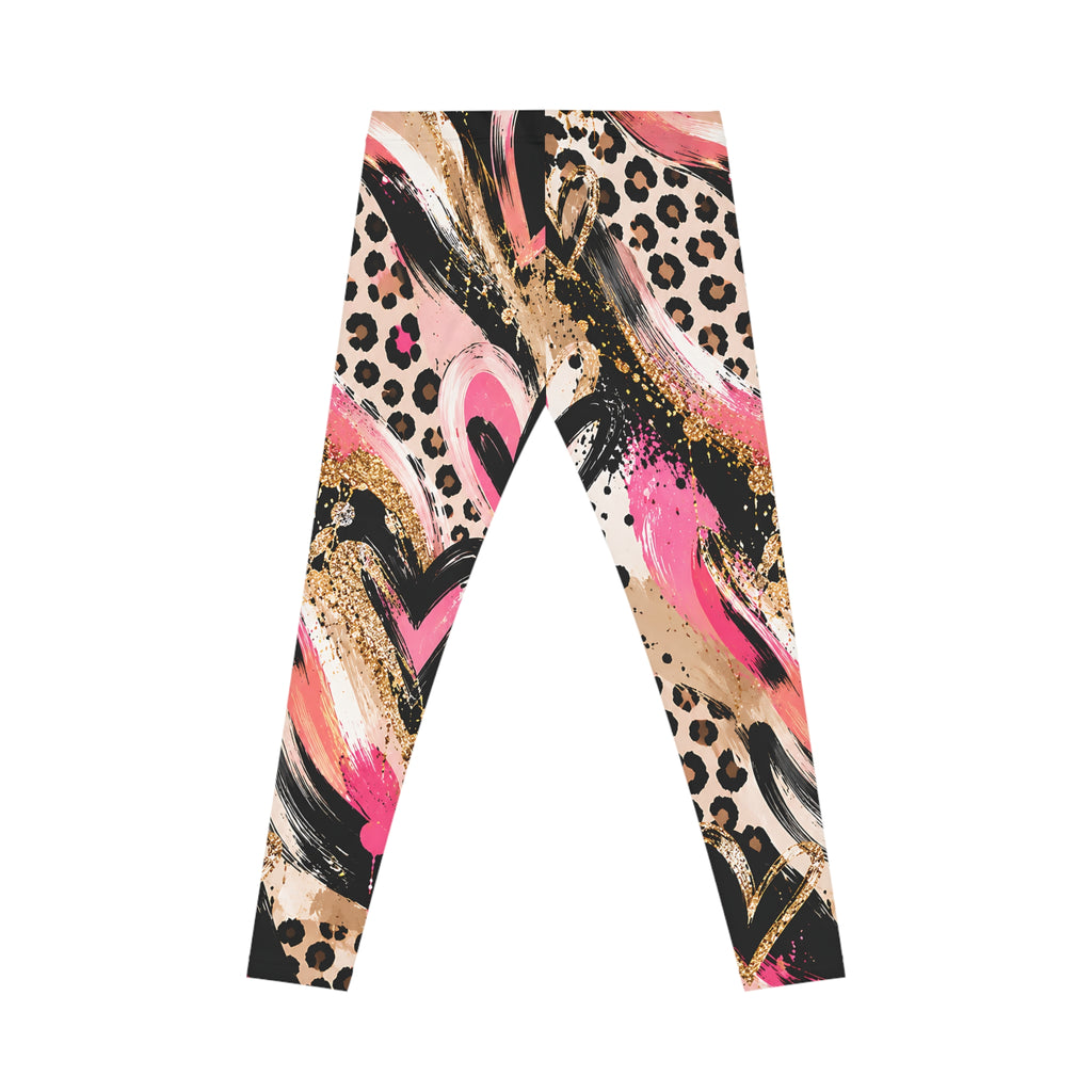 Pink Leopard Heart Leggings – Abstract Animal Print