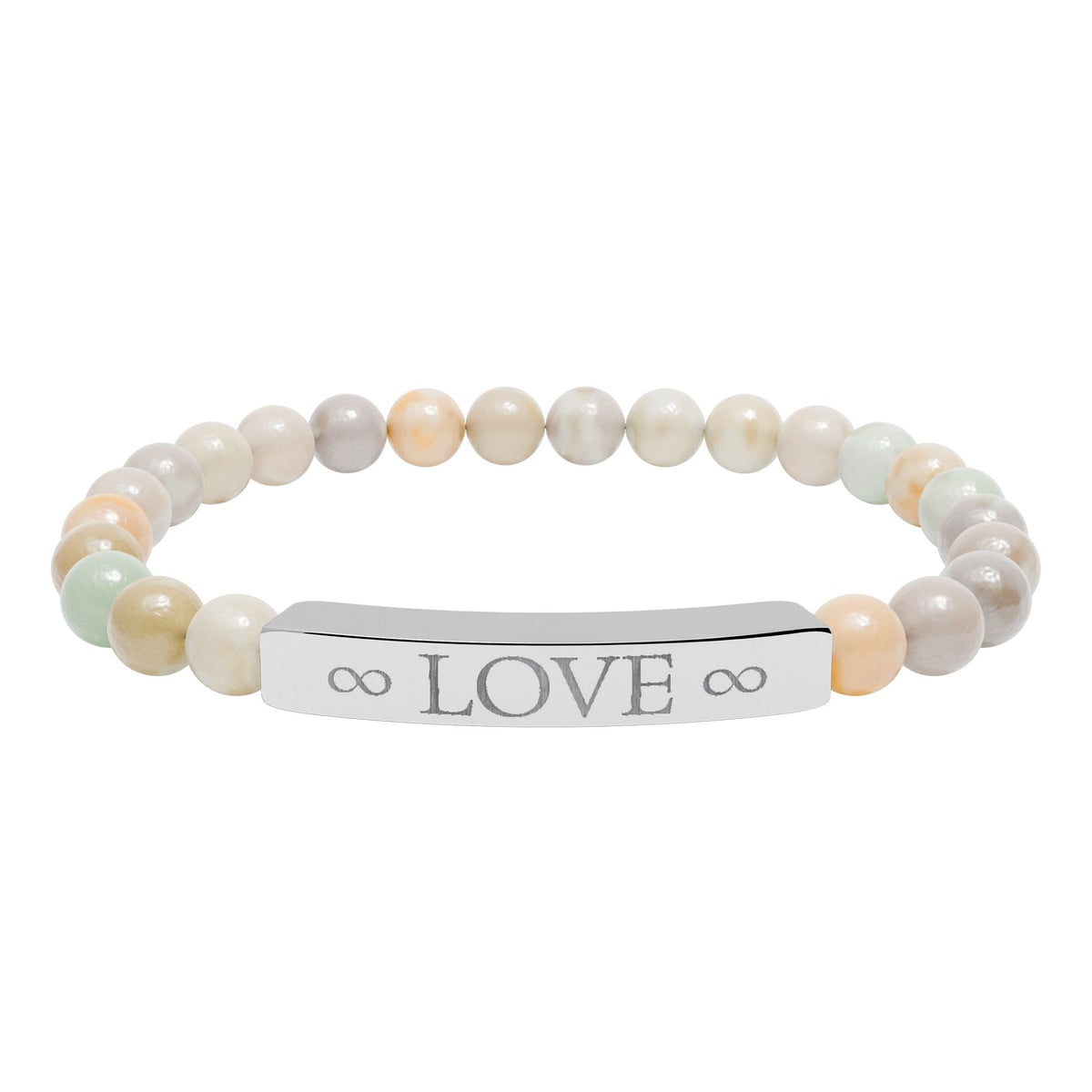 Infinity Love Natural Stone Bracelet – Engraved Beaded Jewelry