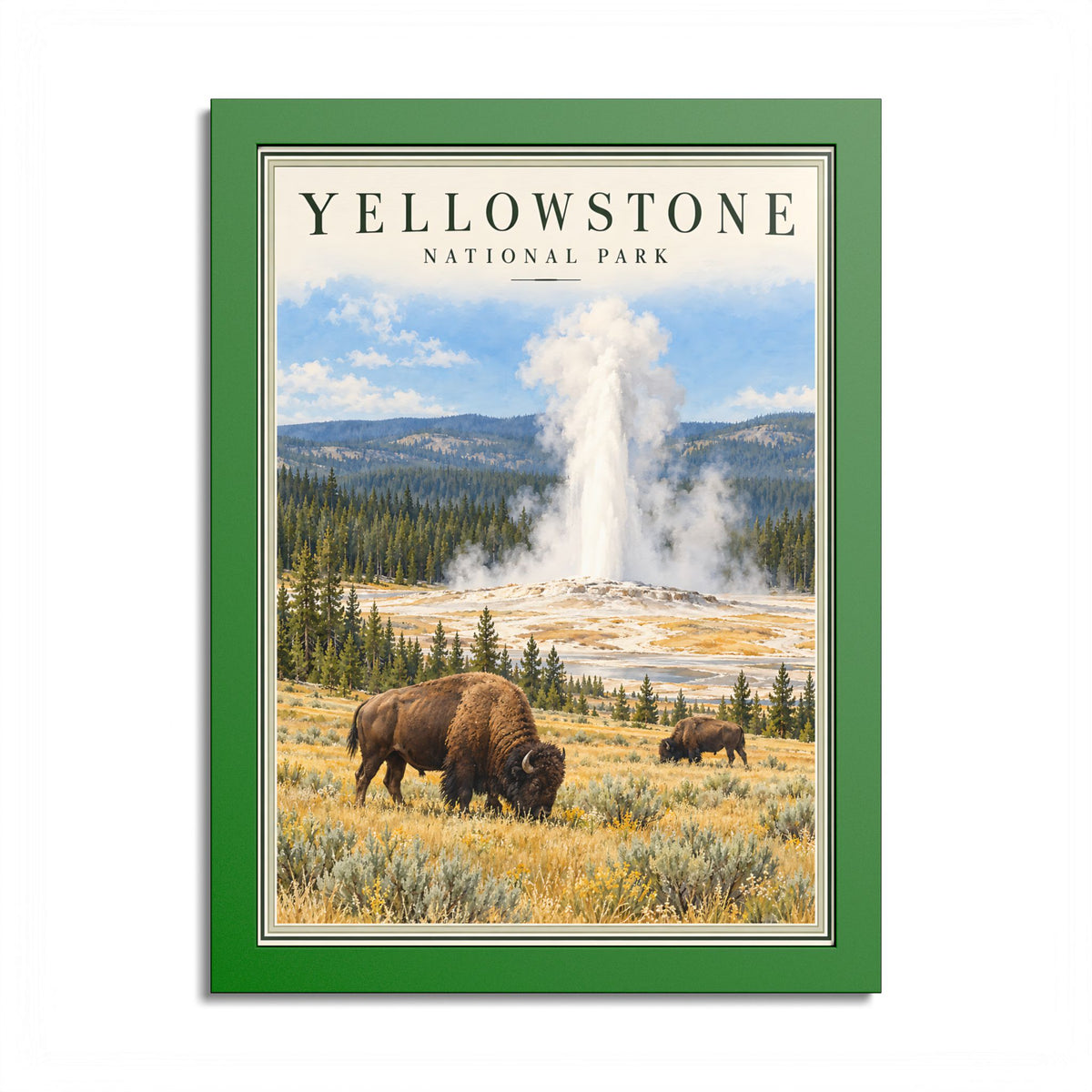 Yellowstone National Park Framed Poster – Vintage Wildlife Art