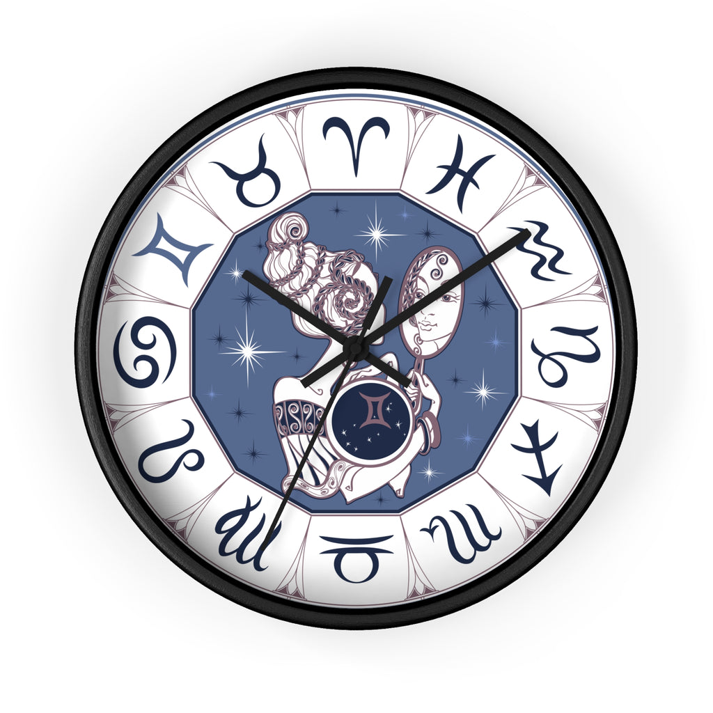 Gemini Zodiac Illustration Wall Clock | Astrological Signs Circle