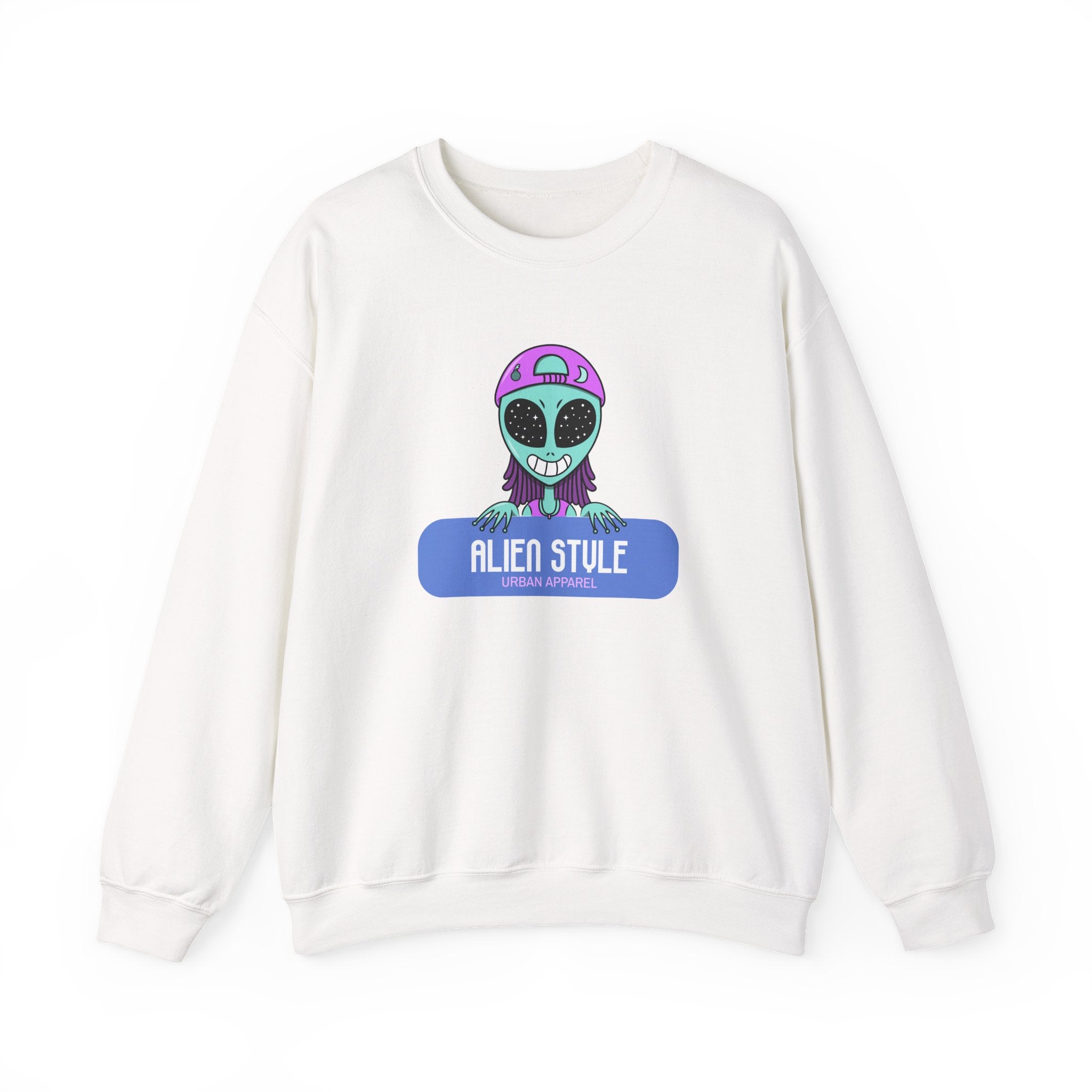 Alien Style Urban Sweatshirt, Unisex Crewneck, Streetwear Fashion, Comfy Gift, Casual Style, Cool Graphic Apparel