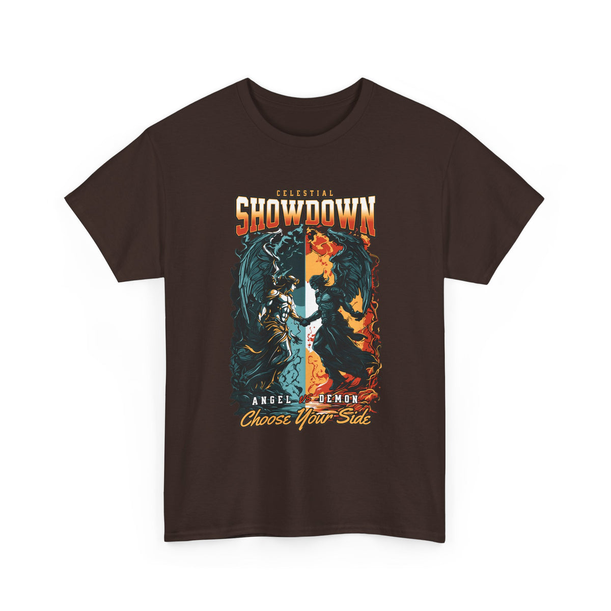 Angel vs. Demon T-Shirt – Dark Fantasy Celestial Battle Graphic Tee