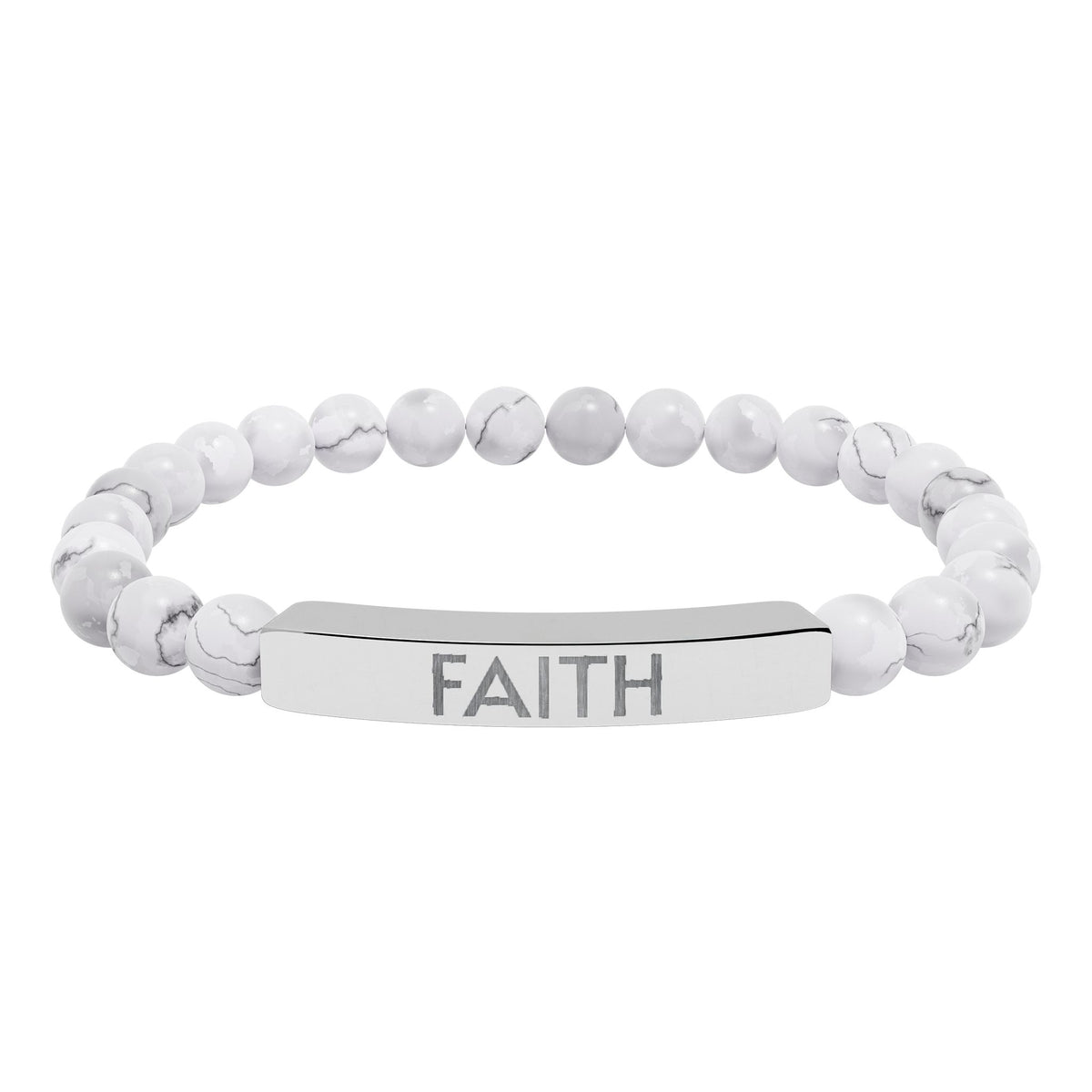Faith Natural Stone Bracelet – Engraved Inspirational Jewelry