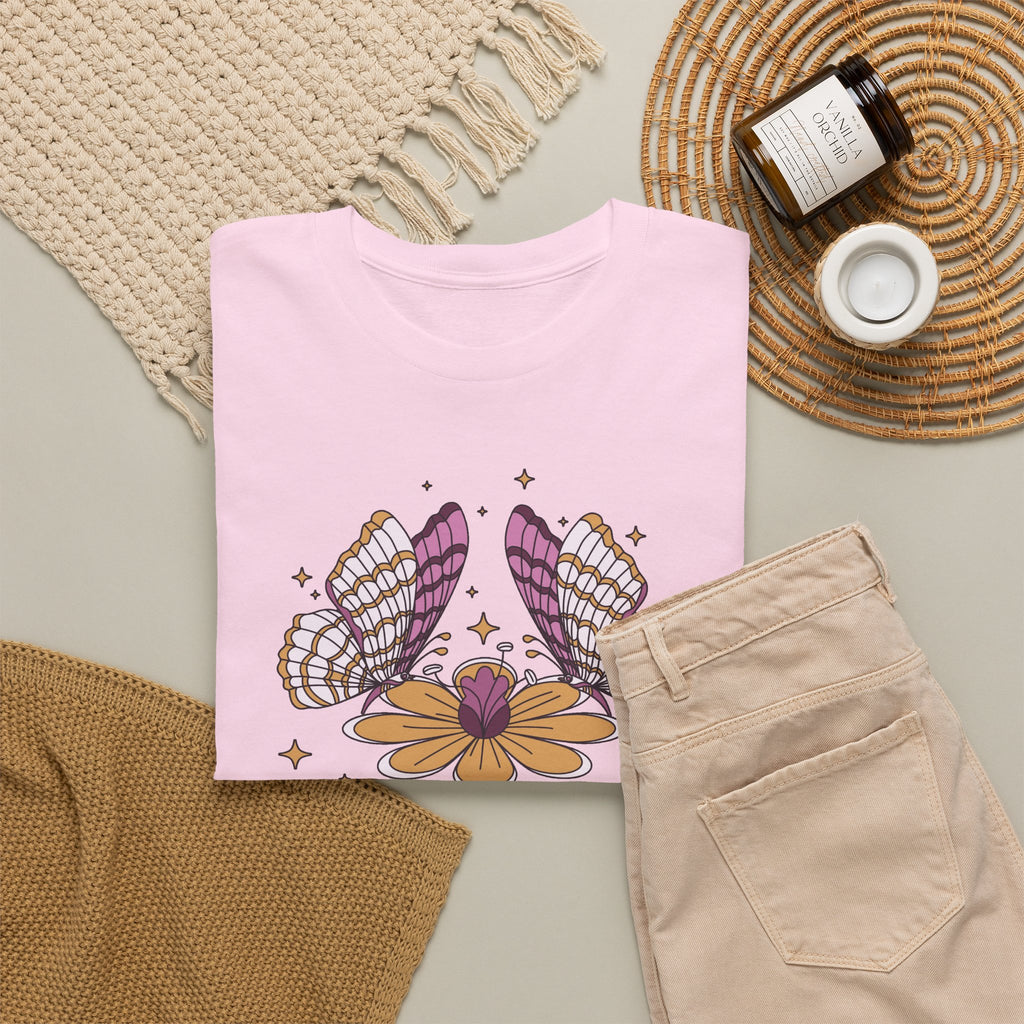 Butterfly & Flowers T-Shirt – Boho Floral Graphic Tee