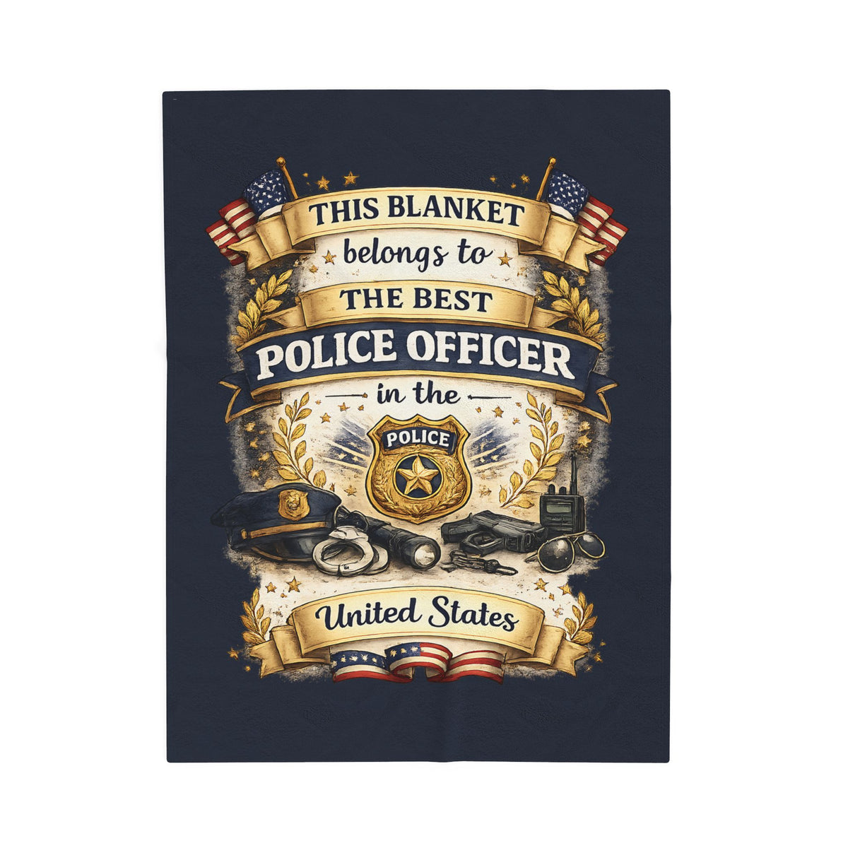 Best Police Officer Blanket  Gift for Police Officer  Patriotic Law Enforcement Throw  USA Officer Appreciation Gift