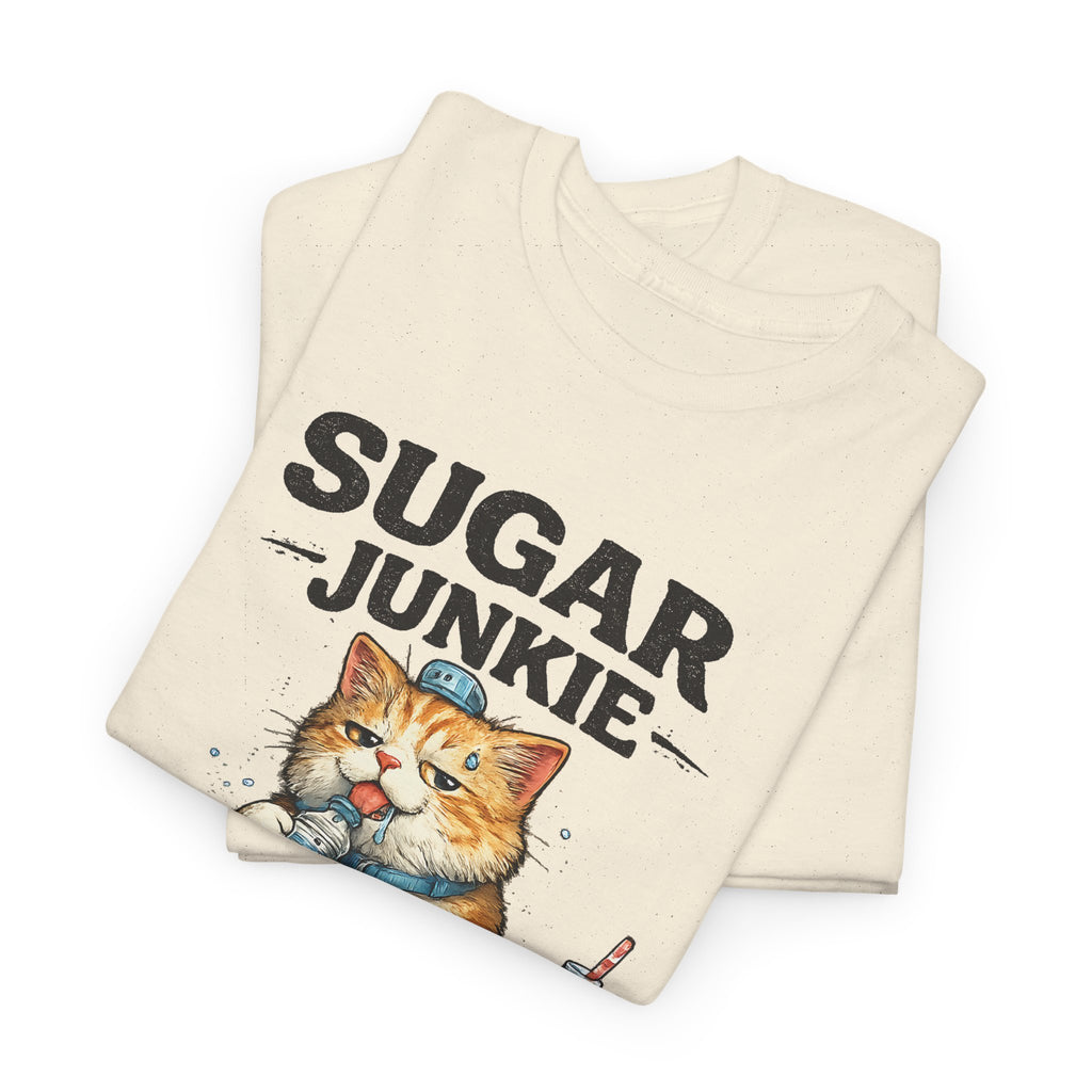 “Sugar Junkie – Diabetic Nightmare” T-Shirt – Funny Cat Graphic Tee