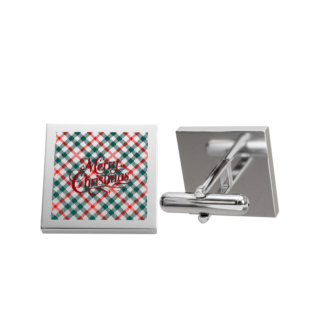 Merry Christmas Plaid Cufflinks – Holiday Cufflinks for Men
