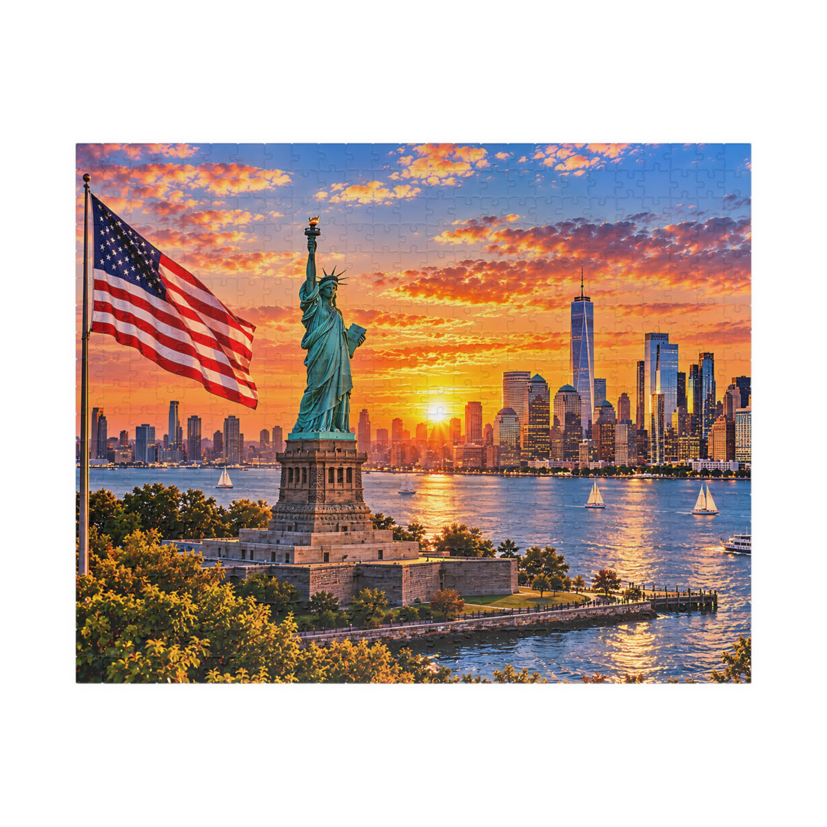 New York City USA Puzzle – Statue of Liberty Jigsaw Puzzle (110, 252, 520, 1014-piece)