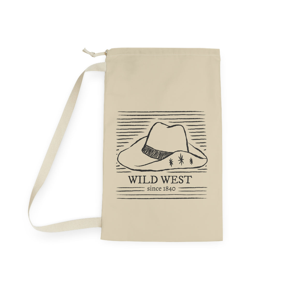 Wild West cowboy hat Laundry Bag | rustic western illustration, canvas drawstring