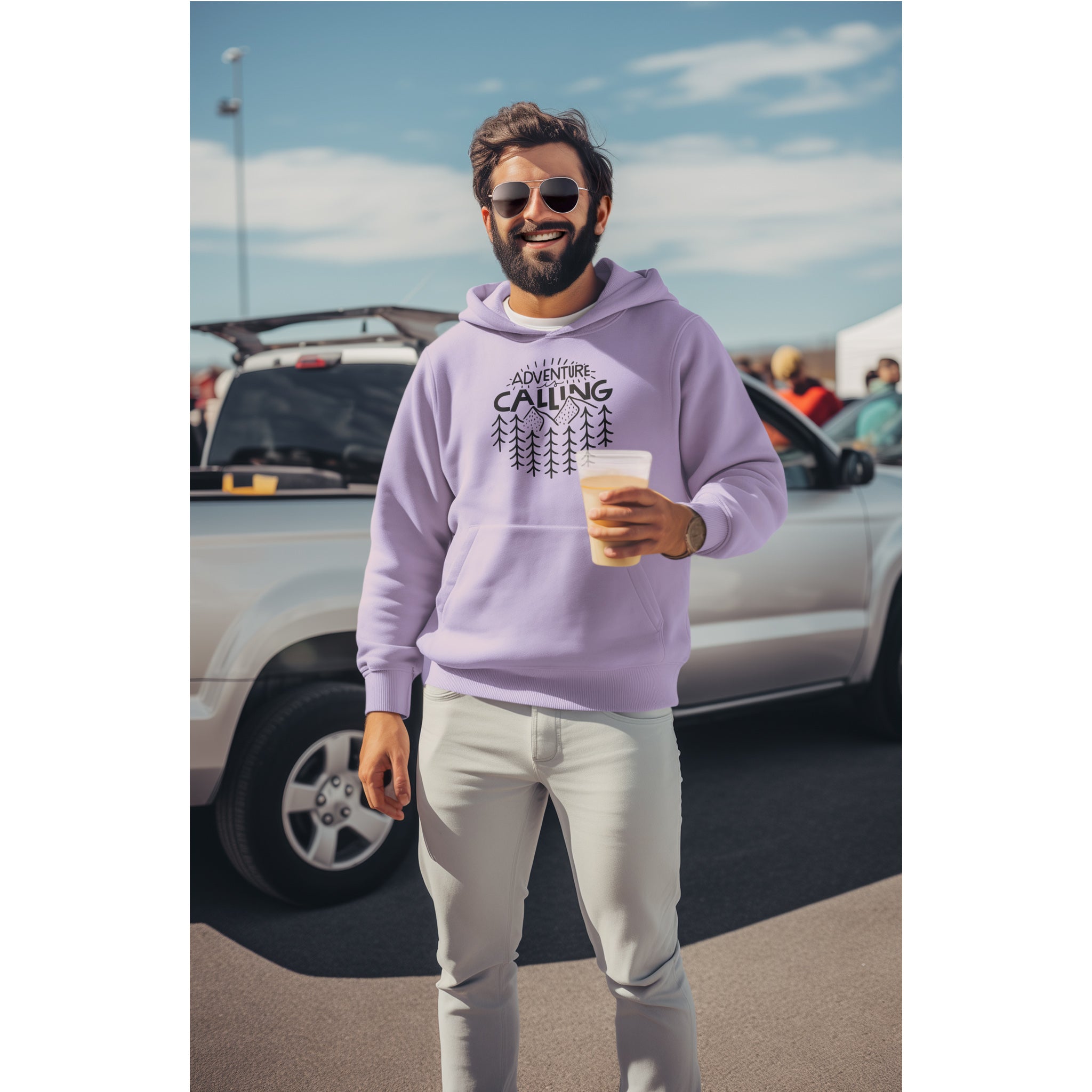 Adventure Calling Hoodie — Forest Trees Graphic Outdoor Pullover