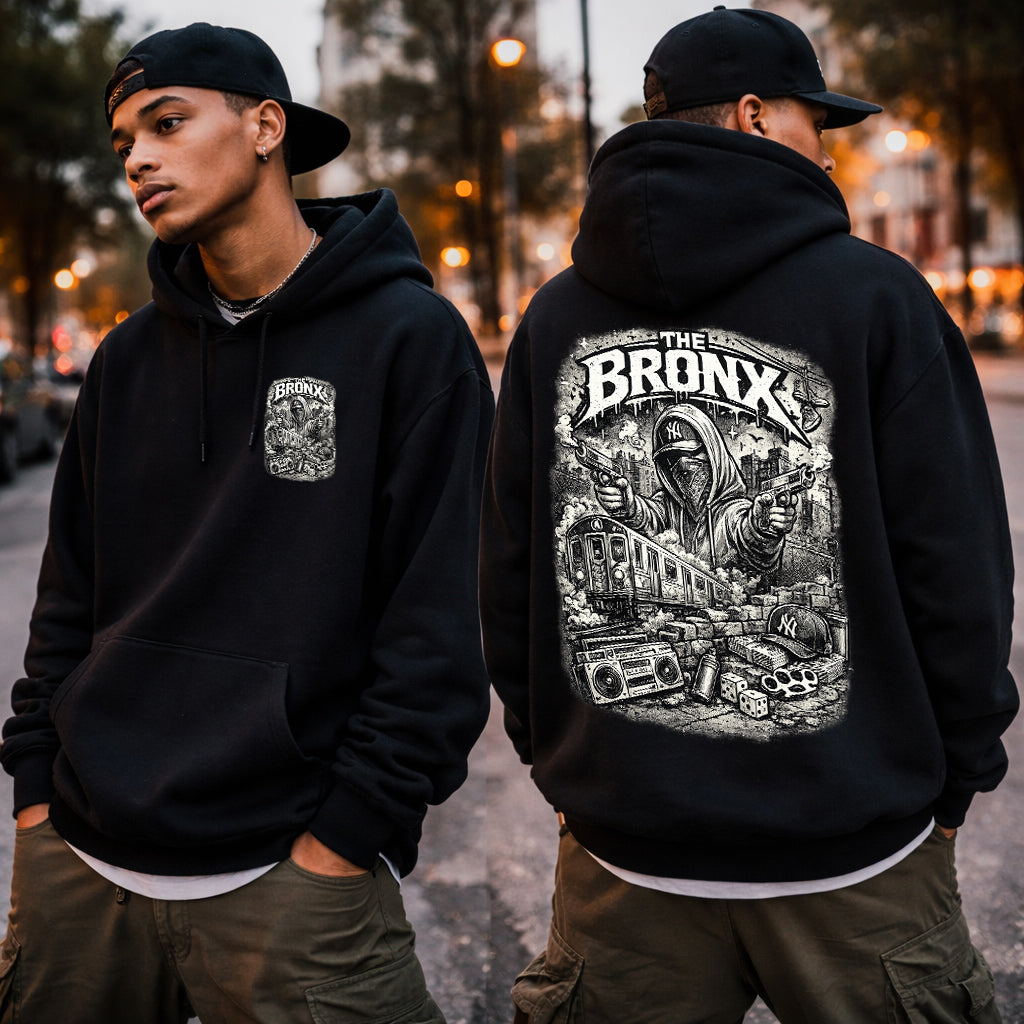 Bronx Street Art Hoodie Urban Graffiti Train & Boombox Pullover
