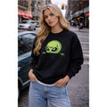 Alien Peeking Crewneck Sweatshirt  Cute Green Alien Graphic