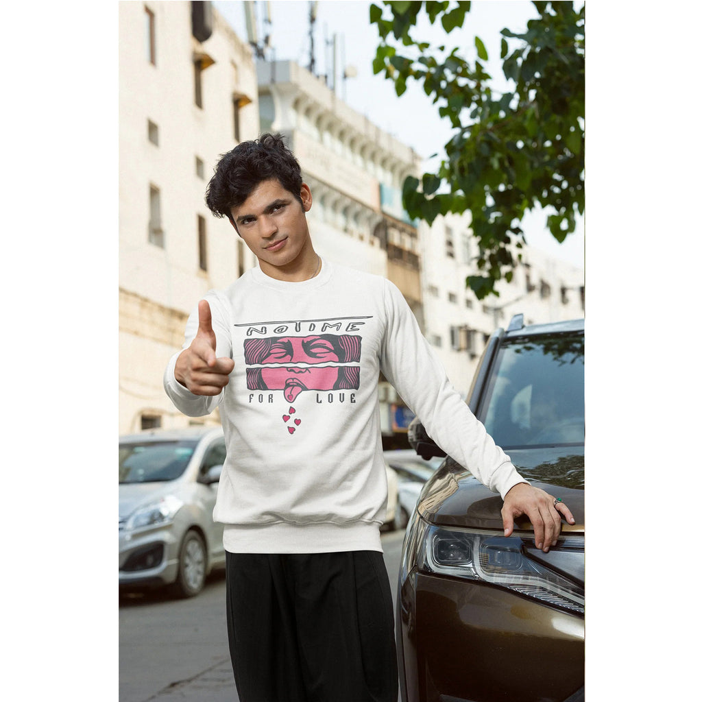 Crewneck Sweatshirt  'No Time For Love' Retro Kiss Graphic