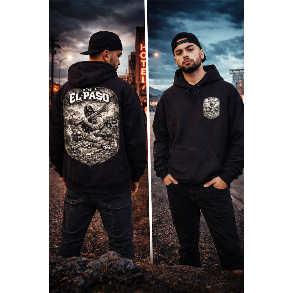 El Paso Hoodie Texas Border Streetwear, Dark Western Graphic Hoodie, Urban Unisex Sweatshirt