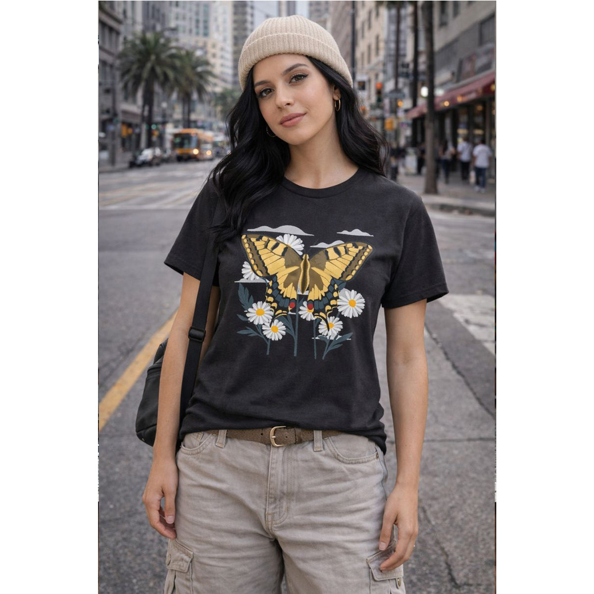 Butterfly Floral Nature Shirt  Yellow Butterfly T Shirt, Wildflower Graphic Tee, Nature Lover Gift
