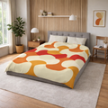 Retro Geometric Pattern Duvet Cover | 70s Style Orange Red Circles