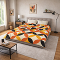 Retro Geometric Circle Pattern Duvet | Orange Mustard Mid Century Modern