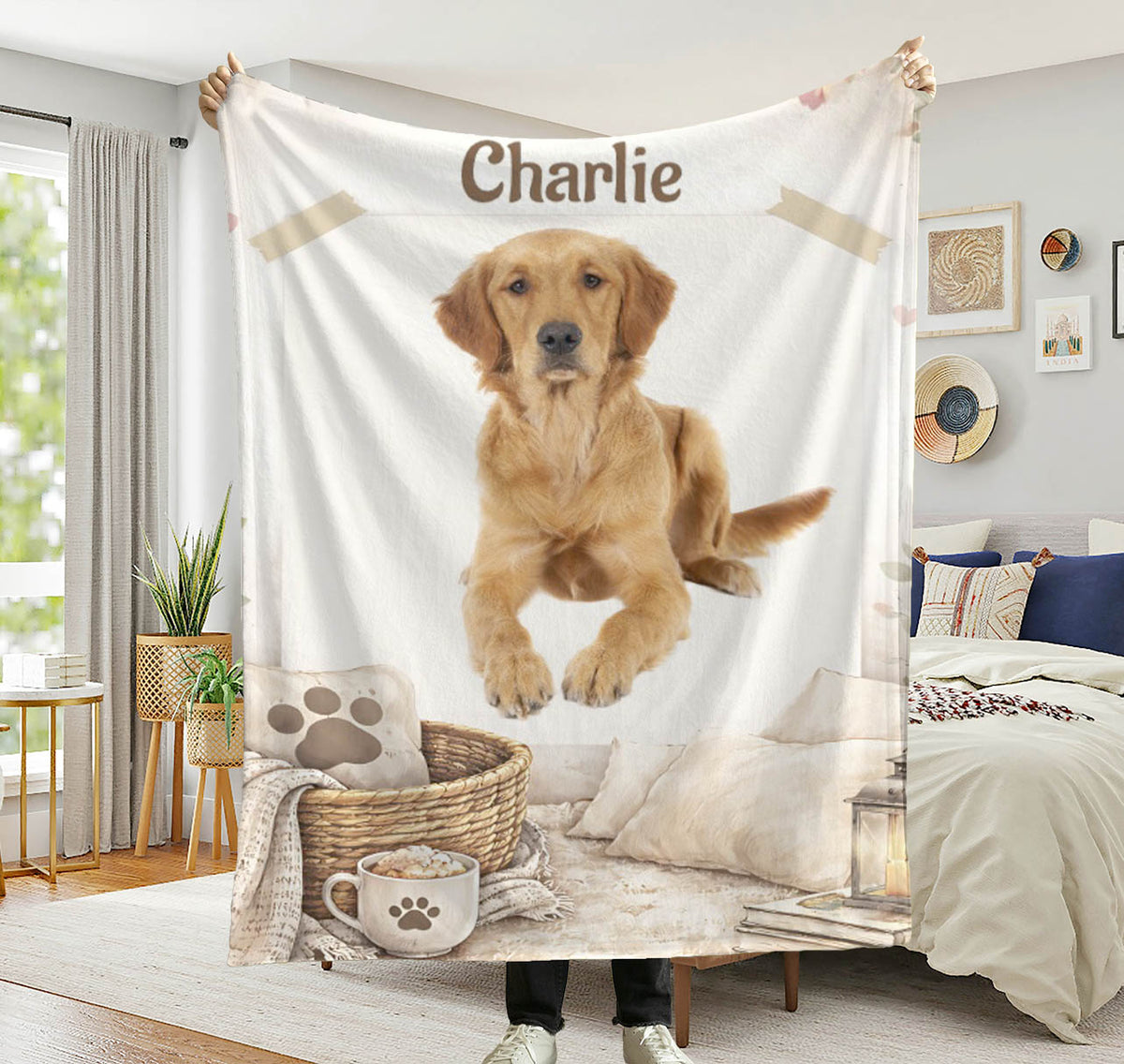 Custom Pet Blanket with Photo & Name  Personalized Dog Blanket  Cat Photo Throw  Sherpa Plush Pet Memorial Gift  PET1