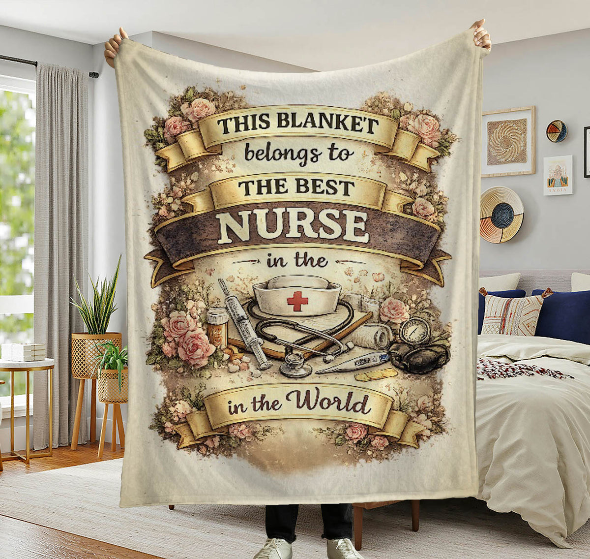 Best Nurse Blanket Gift  This Blanket Belongs to The Best Nurse in the World  Nurse Appreciation Gift  RN Graduation Gift