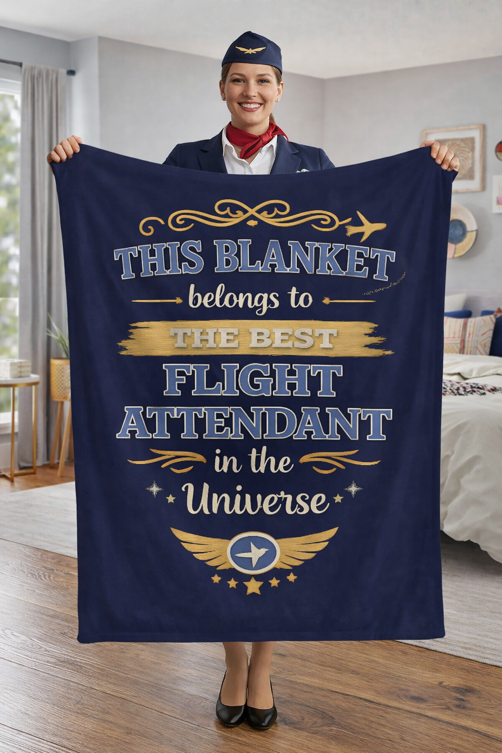 Best Flight Attendant Blanket  Gift for Flight Attendant  Cabin Crew Appreciation Gift  Aviation Throw Blanket