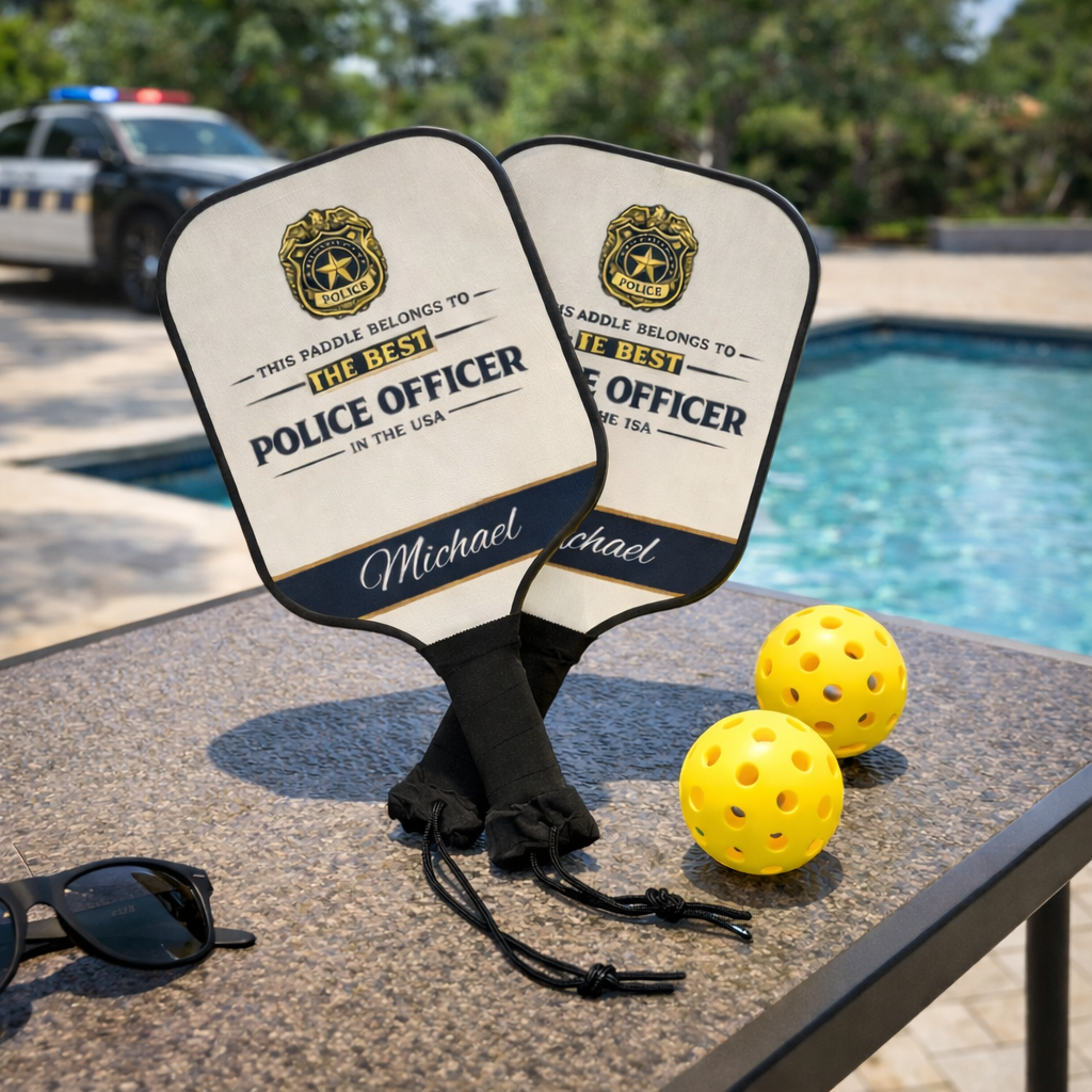 Personalized Police Officer Pickleball Paddle Set | Custom Cop Gift for Him | Law Enforcement Gift | Police Dad Birthday Present