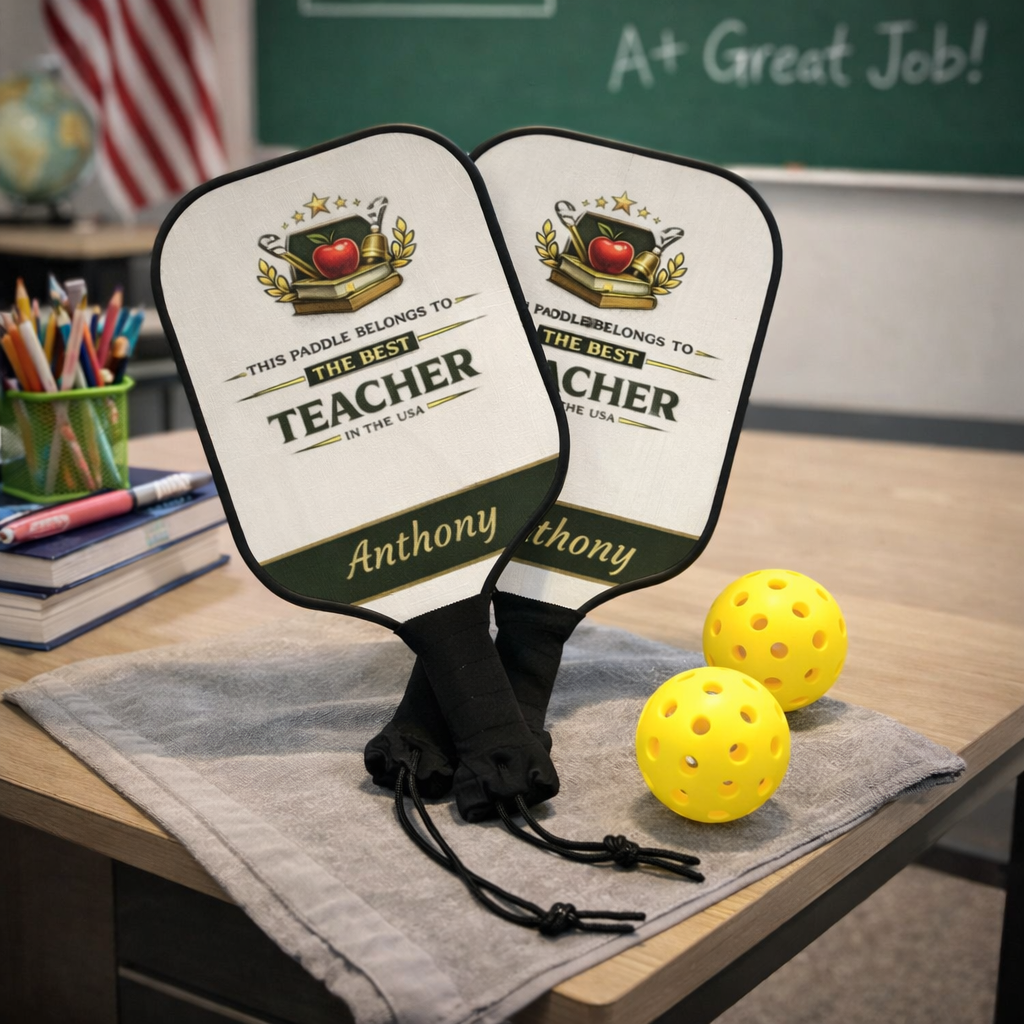 Personalized Teacher Pickleball Paddle Set | Gift for Teacher | Custom Name Pickleball Racket | Appreciation Gift for Educator