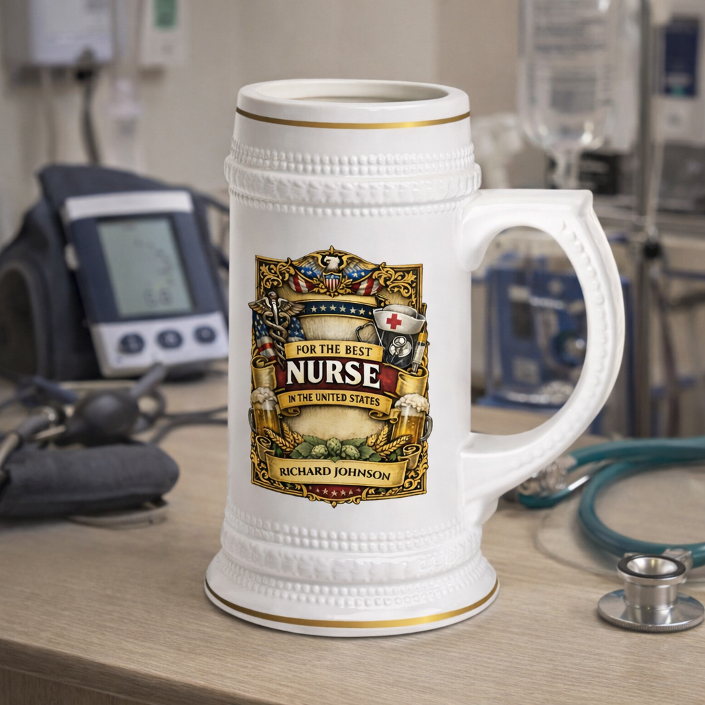Personalized Nurse Beer Stein 22oz - Custom Name Nurse Mug, Best Nurse Gift