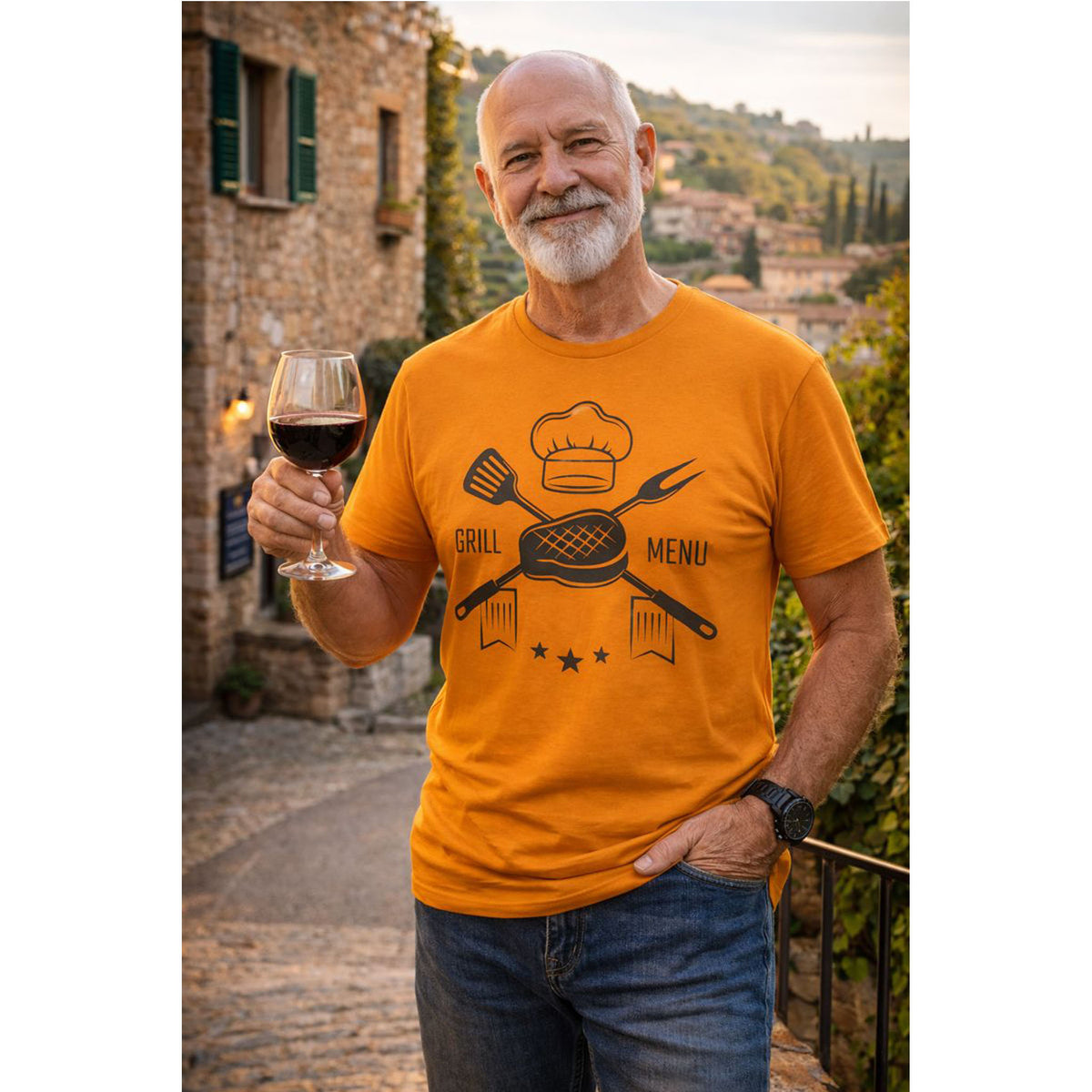 BBQ Grill Menu T-Shirt – Chef Hat & Grilling Utensils Graphic Tee