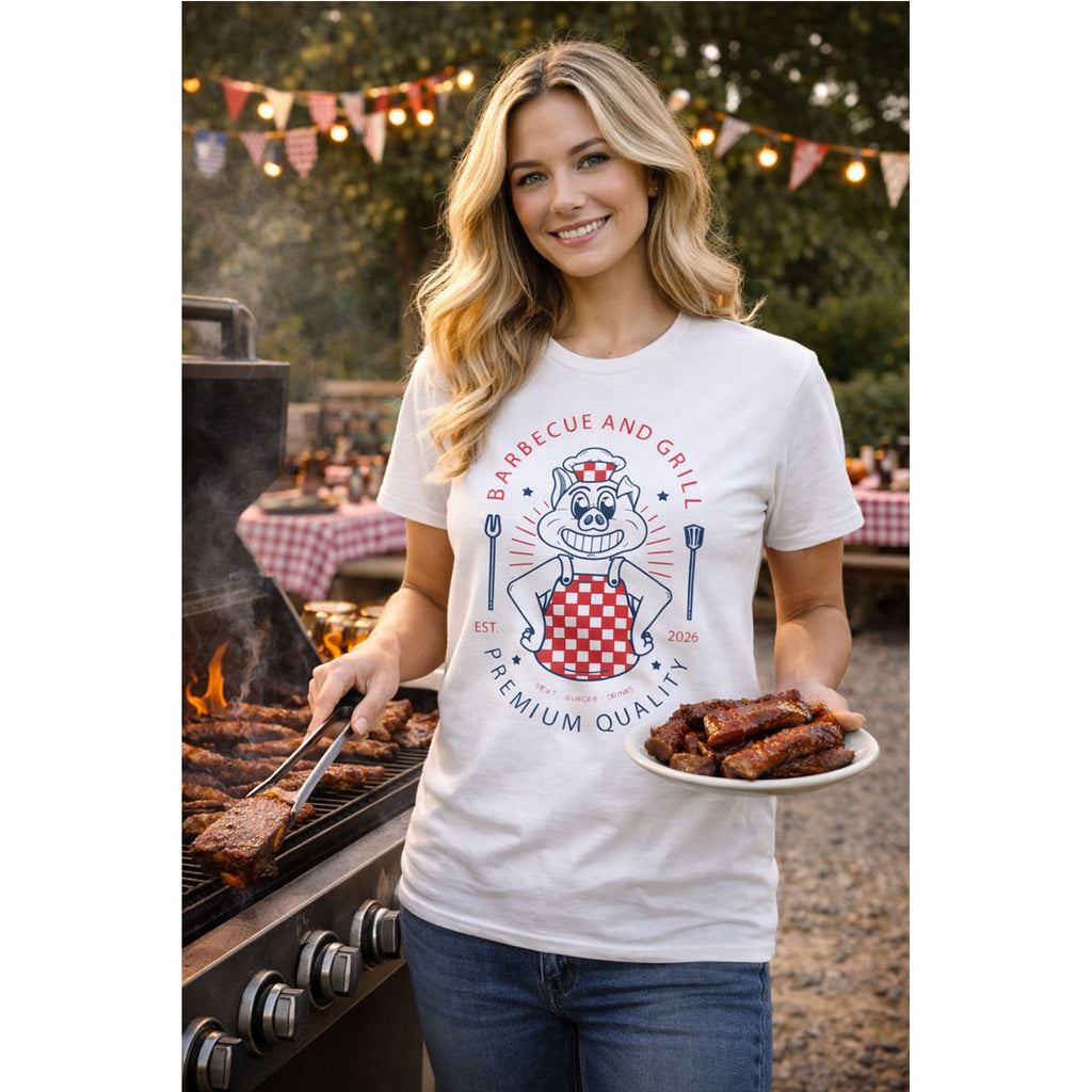 BBQ Pig Chef T-Shirt – Retro Barbecue & Grill Graphic Tee