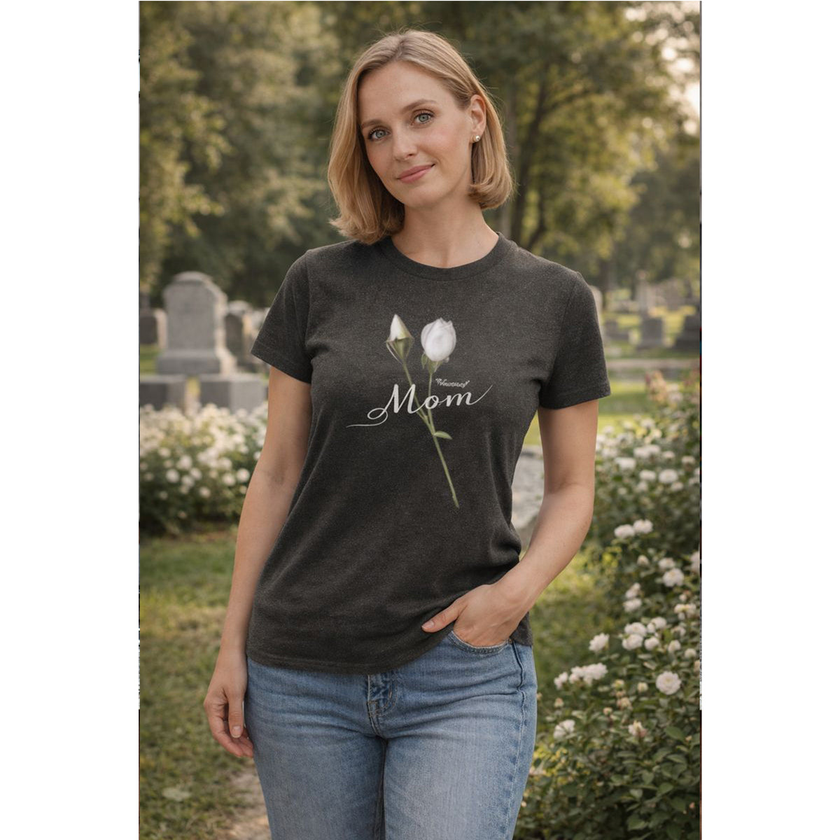 Mom Floral T-Shirt – Minimalist Women’s Cotton Graphic Tee